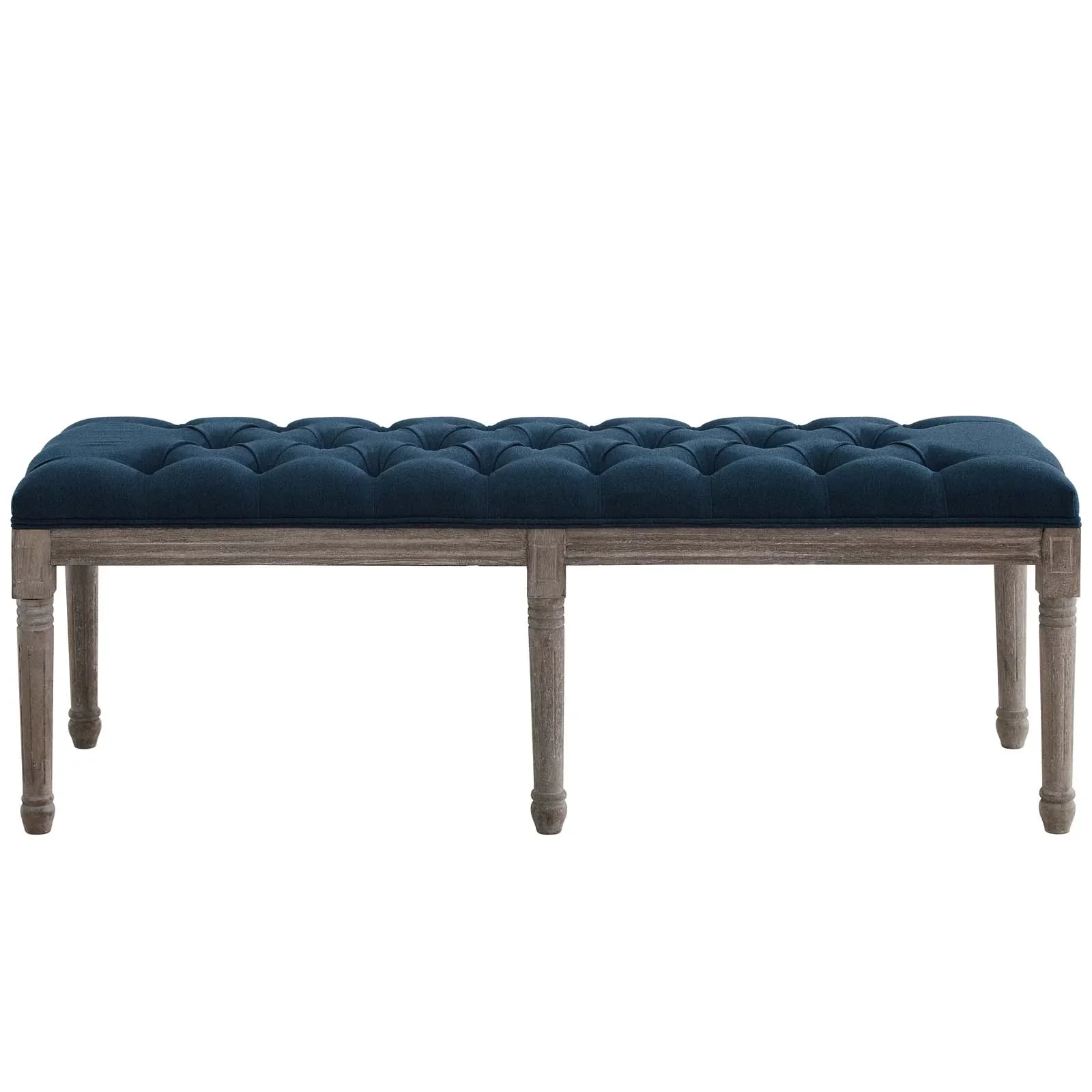 Province French Vintage Upholstered Fabric Bench - Image 4
