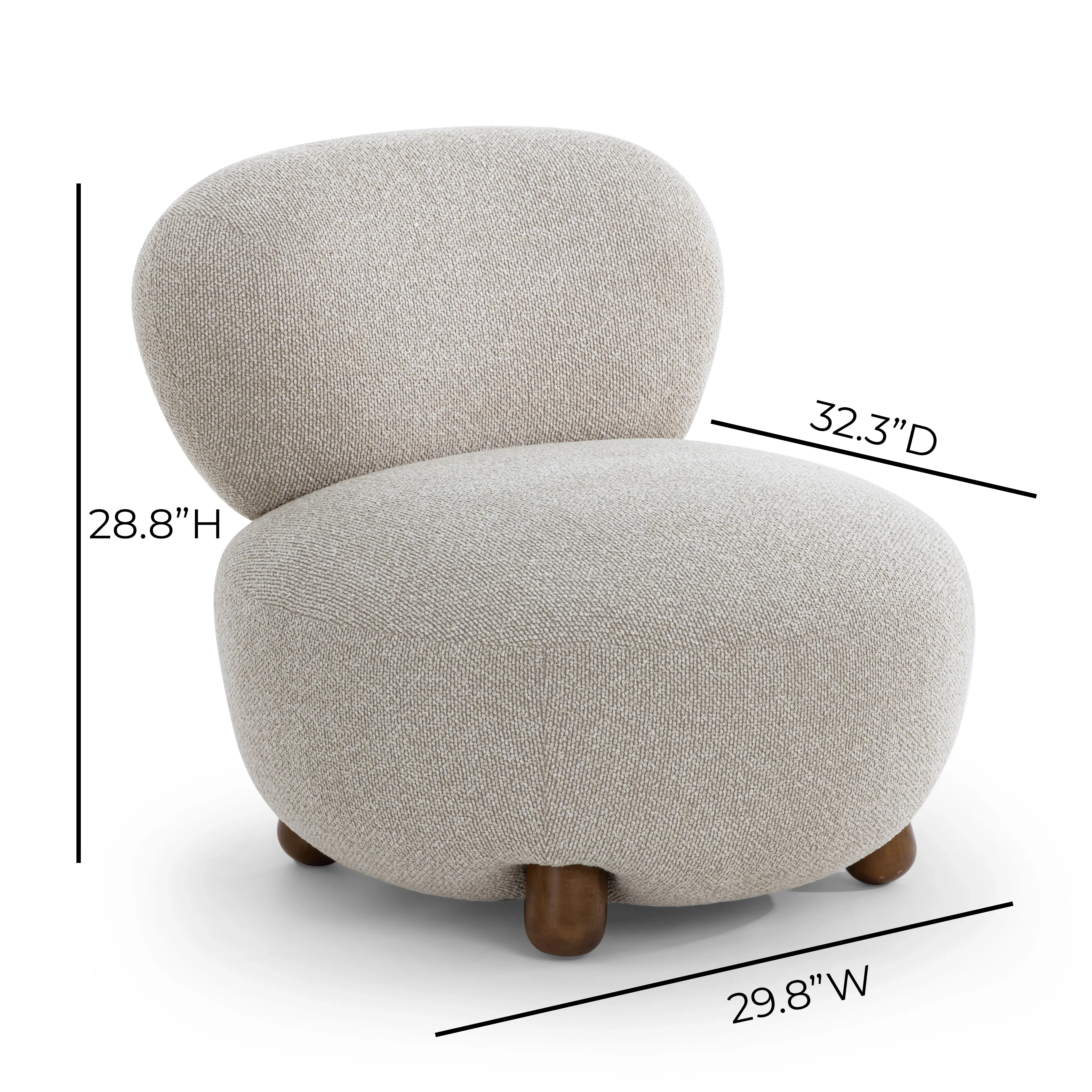 Pucker Warm Grey Performance Boucle Accent Chair - Image 8
