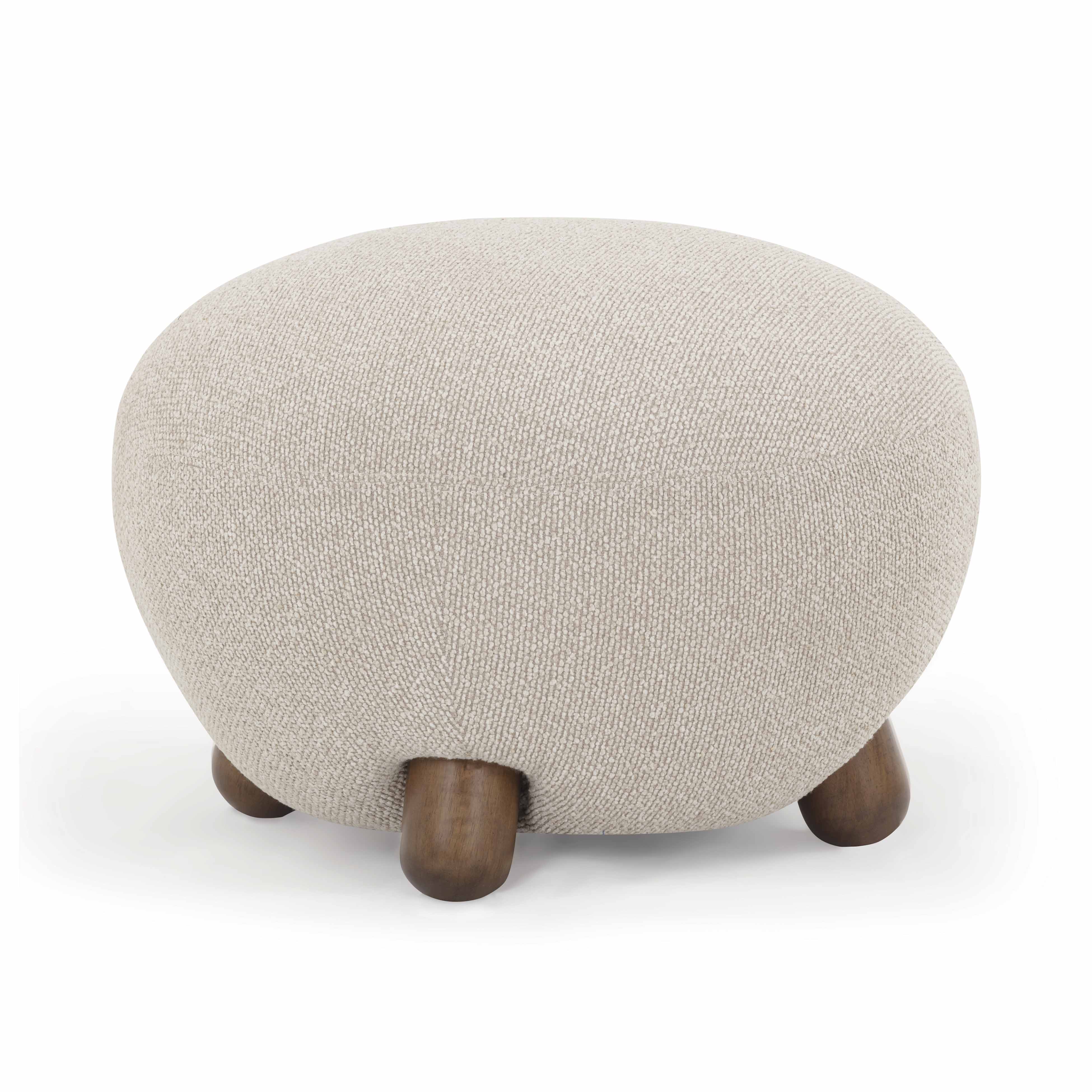 Pucker Warm Grey Performance Boucle Ottoman - Image 3