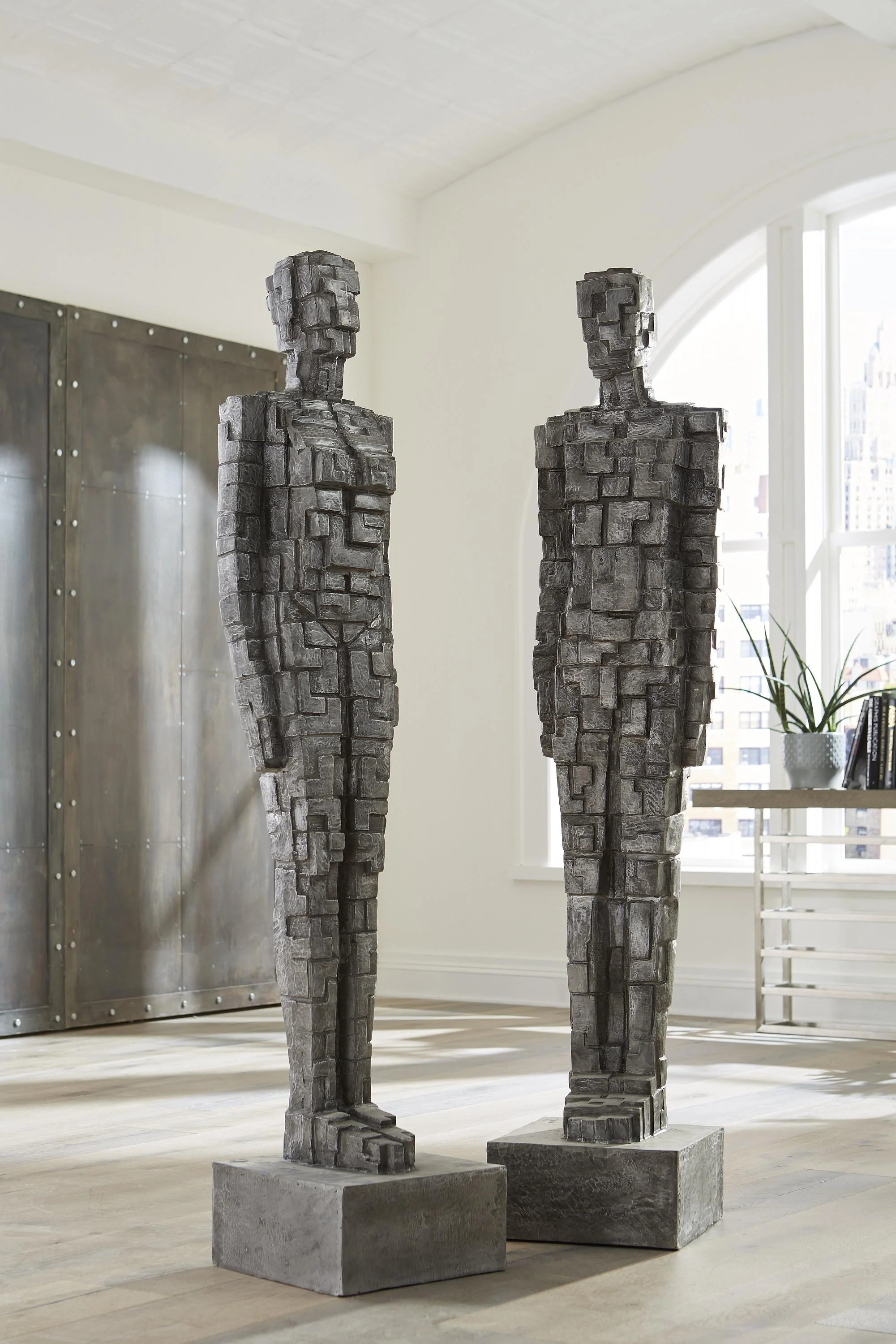 Puzzle Woman Sculpture, Black/Silver, Aluminum - Image 10