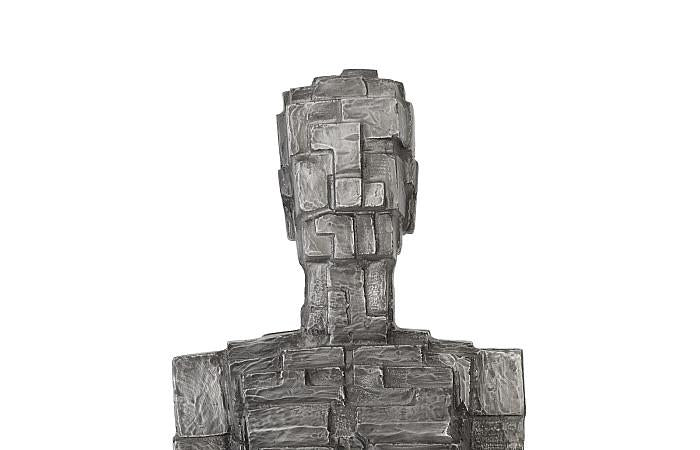Puzzle Woman Sculpture, Black/Silver, Aluminum - Image 3