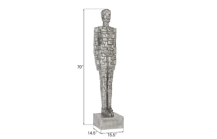 Puzzle Woman Sculpture, Black/Silver, Aluminum - Image 6