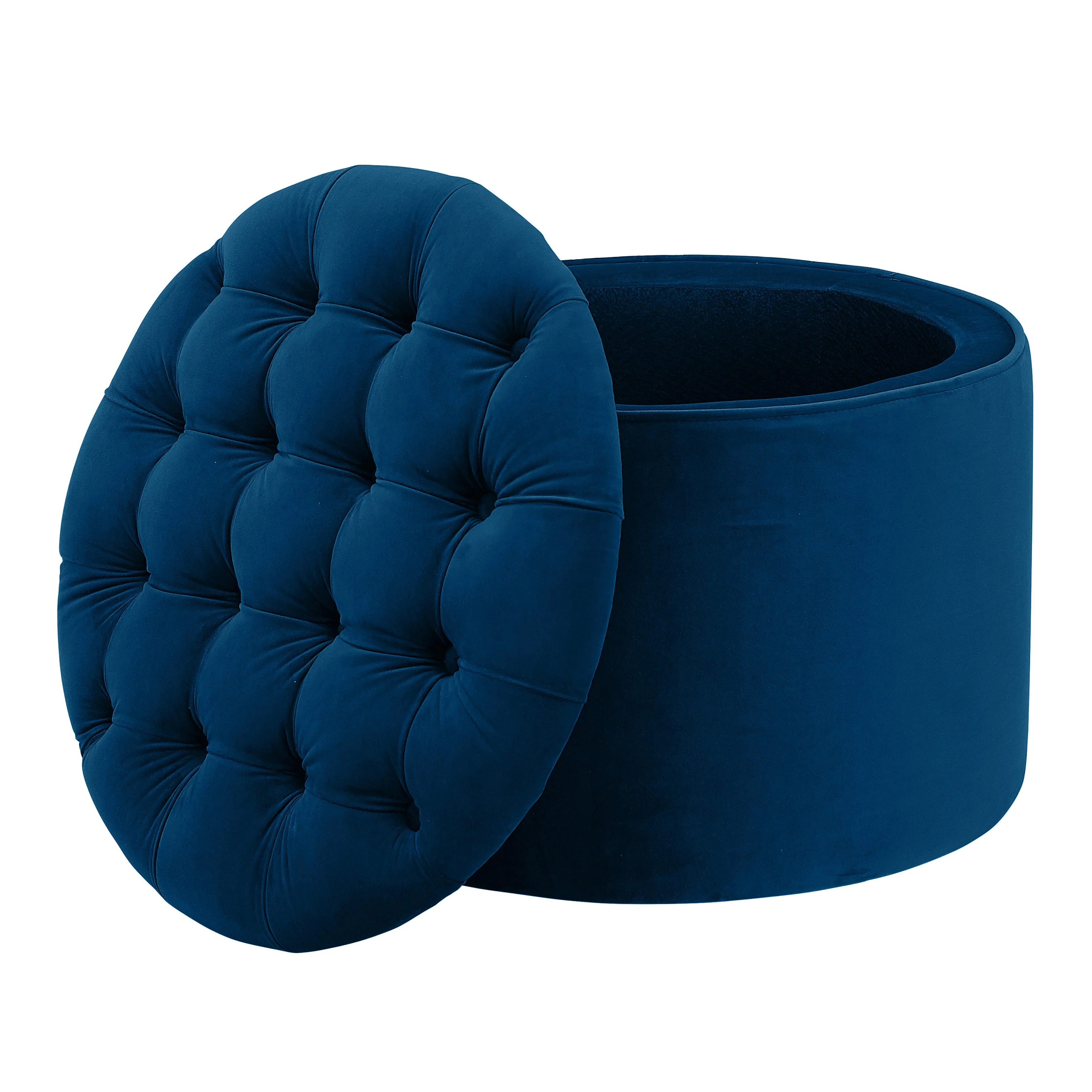 Queen Performance Velvet Round Storage Ottoman - Image 13