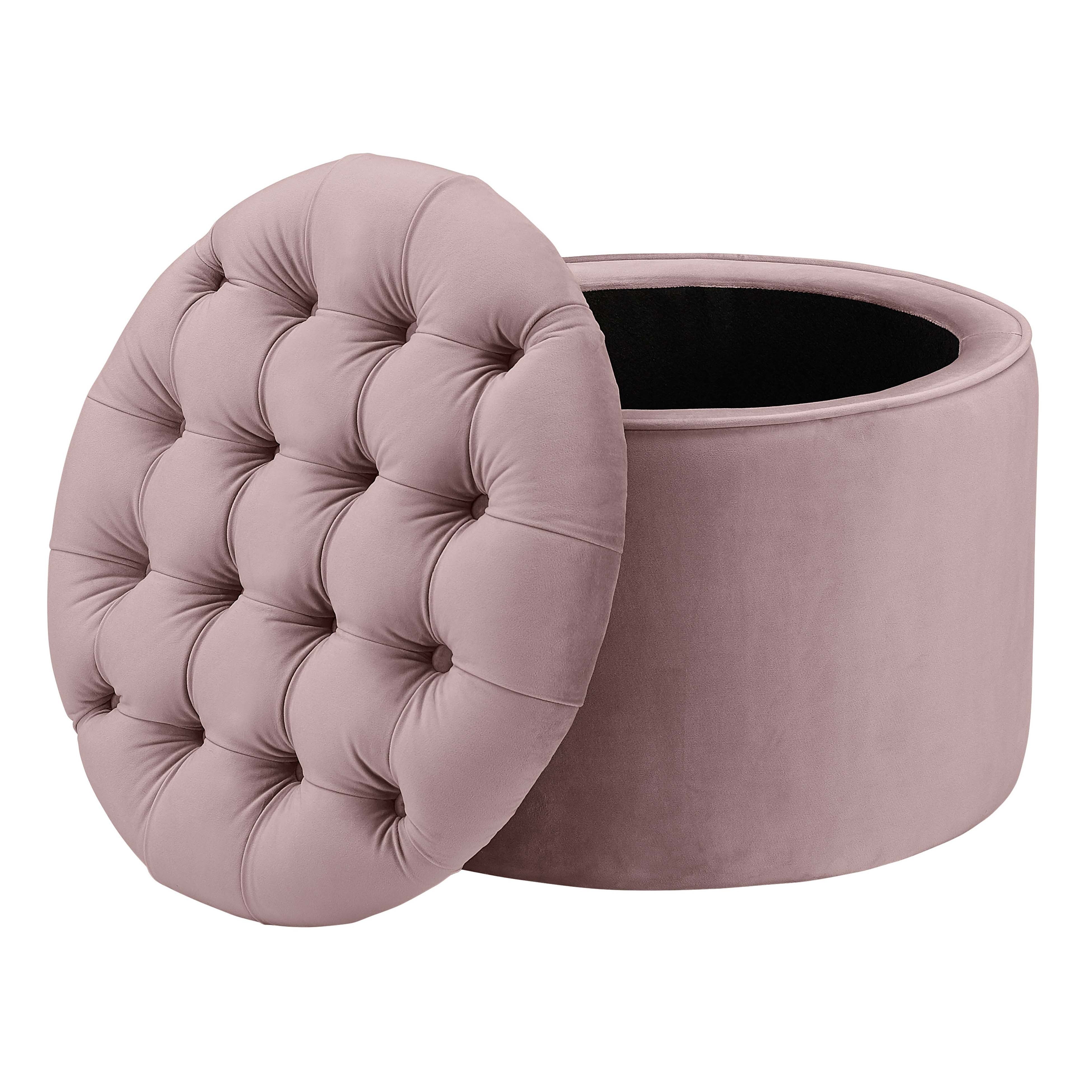 Queen Performance Velvet Round Storage Ottoman - Image 3