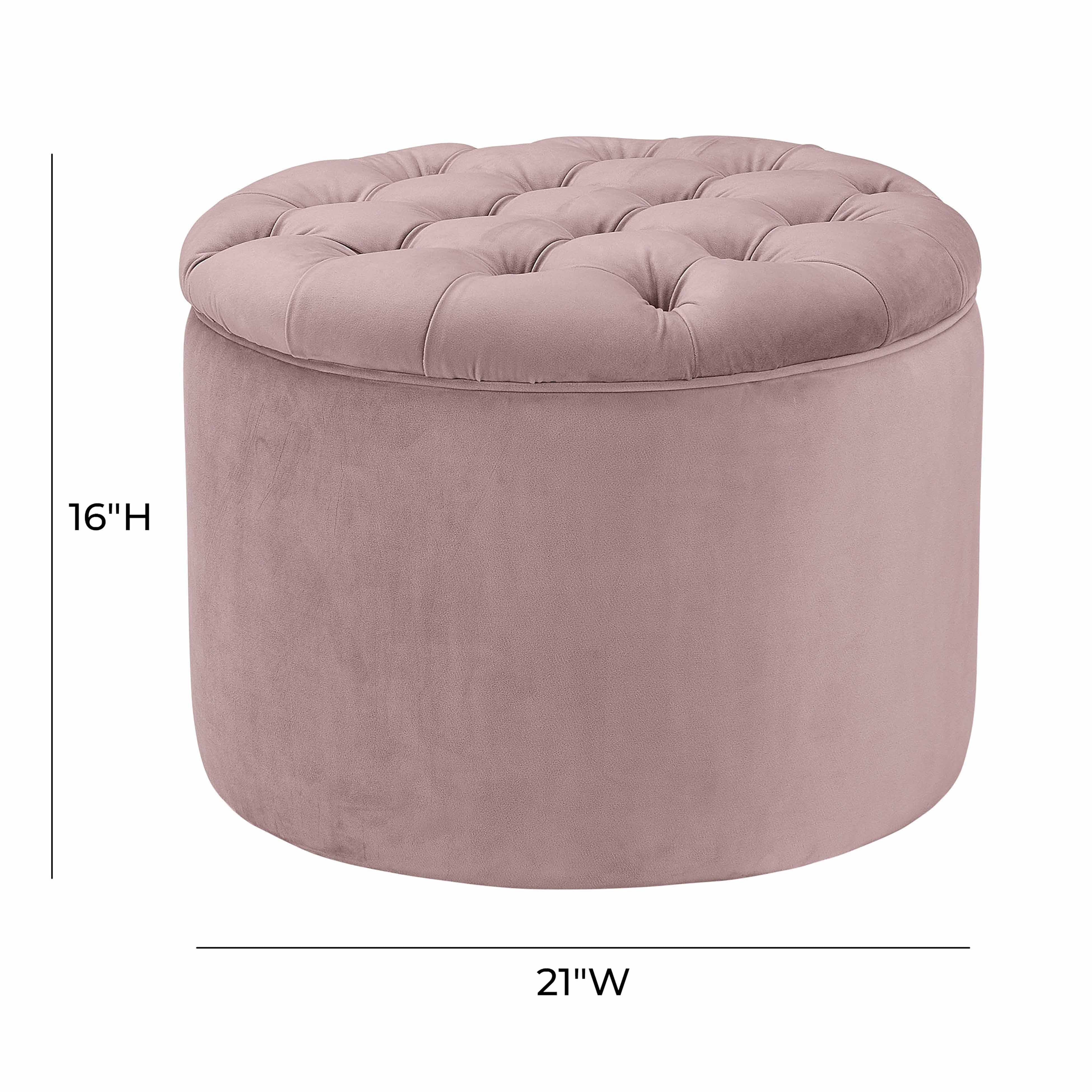 Queen Performance Velvet Round Storage Ottoman - Image 5