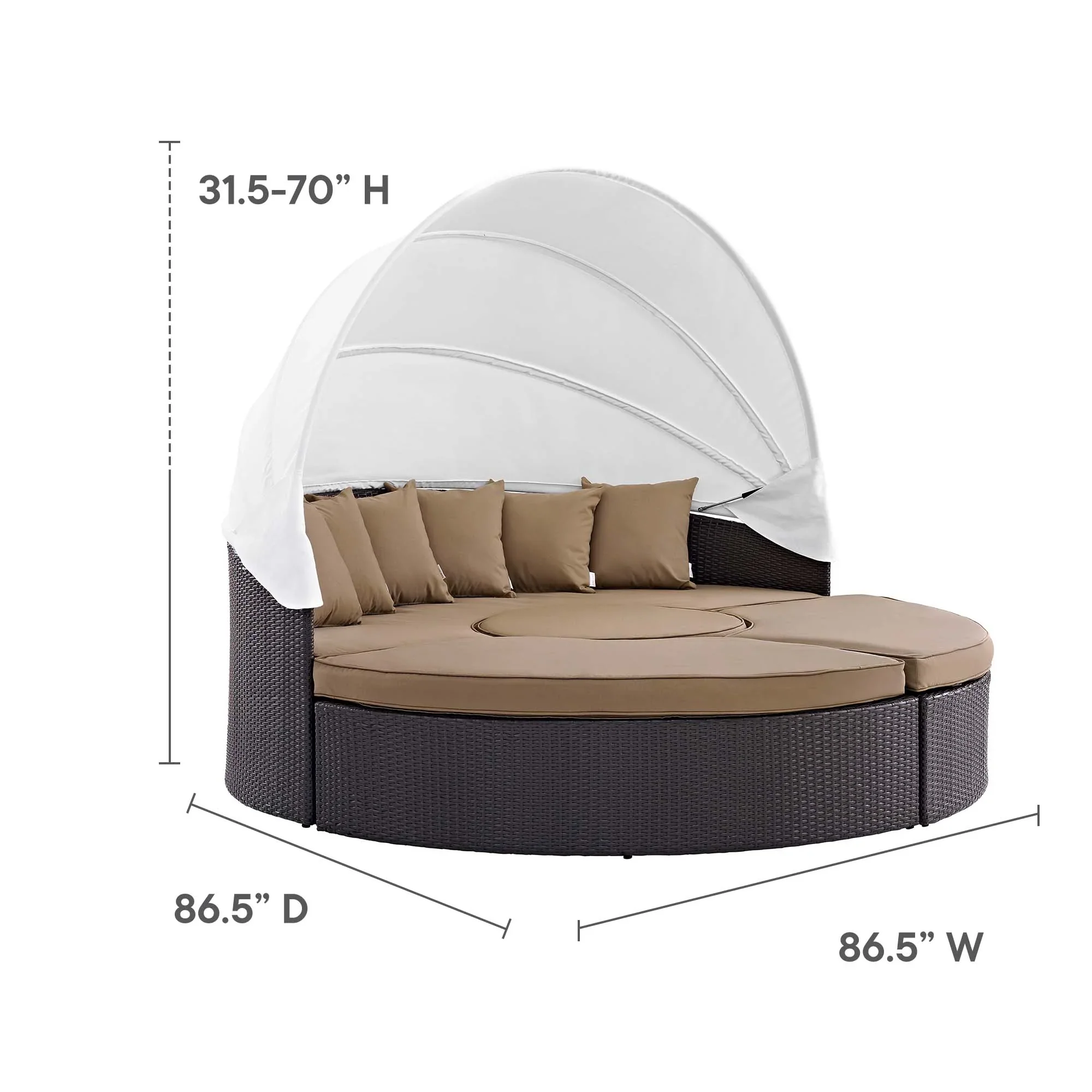Quest Outdoor Patio Wicker Rattan Canopy Sectional Daybed - Image 11