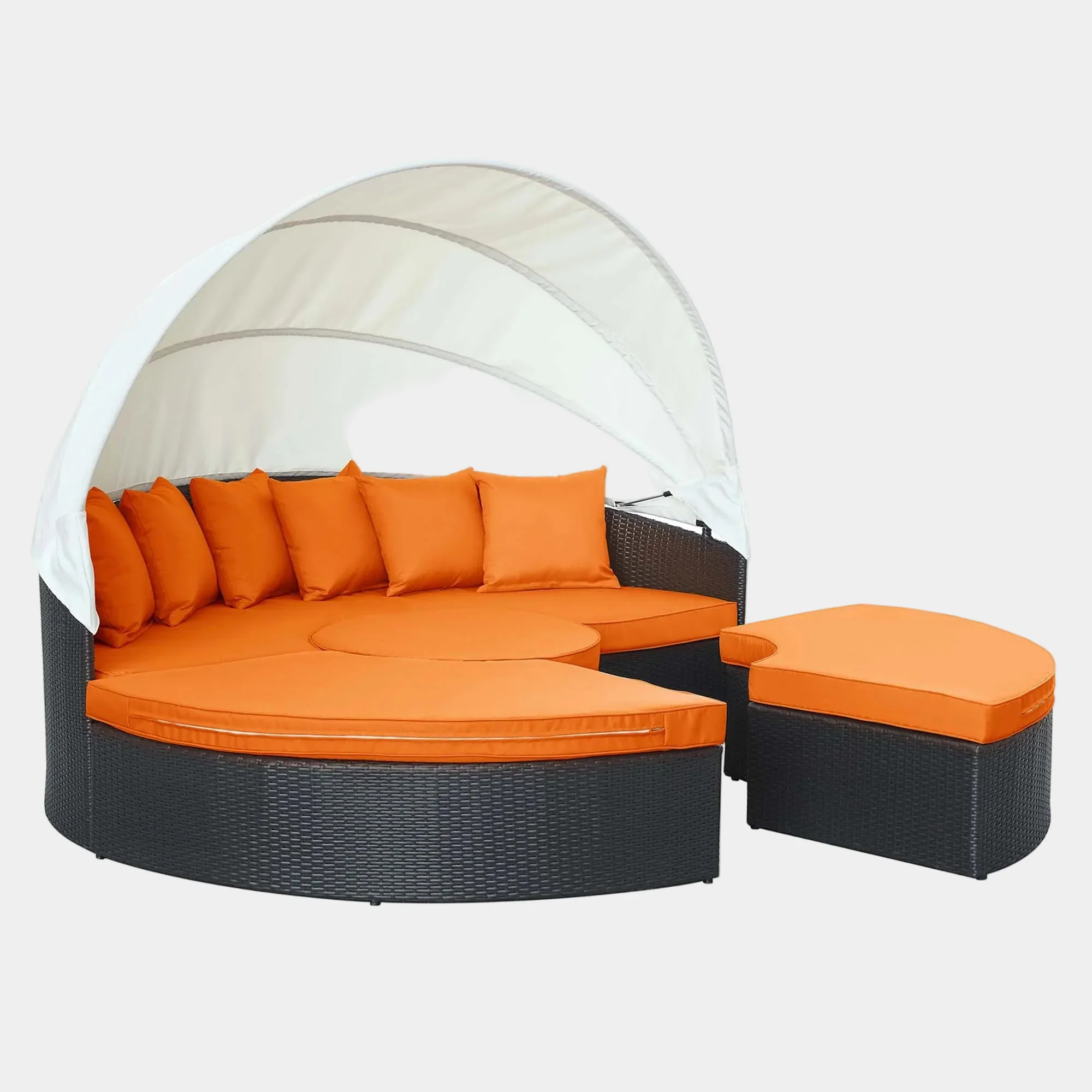 Quest Outdoor Patio Wicker Rattan Canopy Sectional Daybed - Image 12
