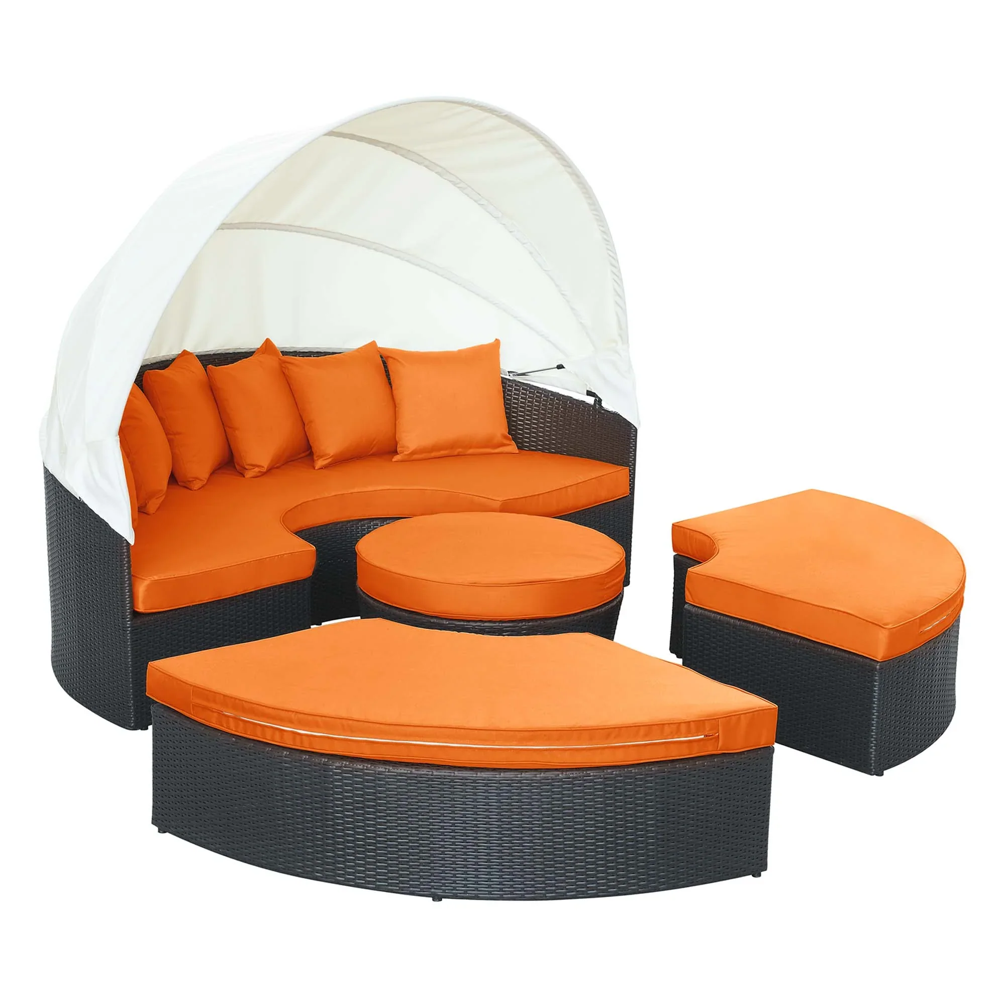 Quest Outdoor Patio Wicker Rattan Canopy Sectional Daybed - Image 14