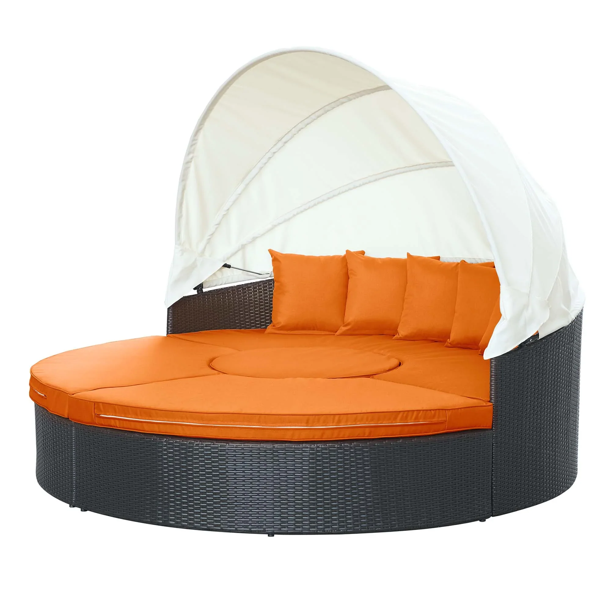 Quest Outdoor Patio Wicker Rattan Canopy Sectional Daybed - Image 15