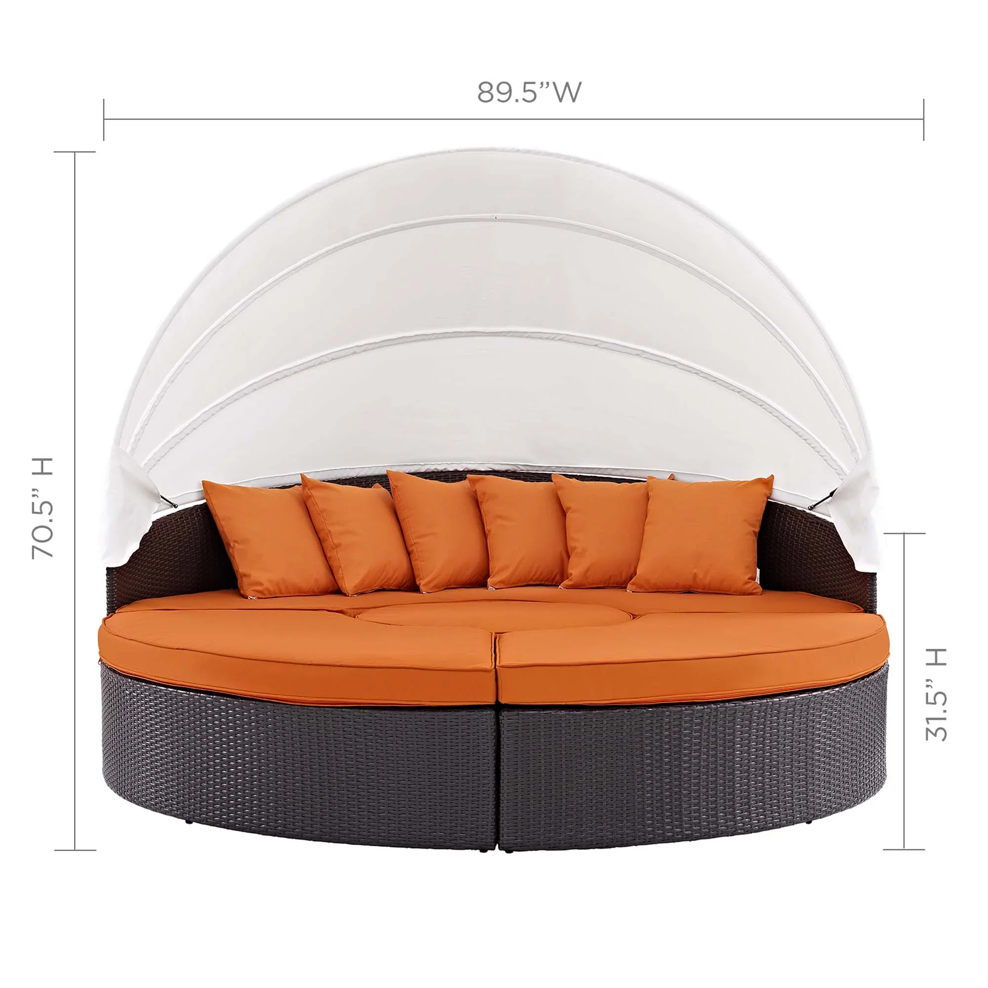 Quest Outdoor Patio Wicker Rattan Canopy Sectional Daybed - Image 18