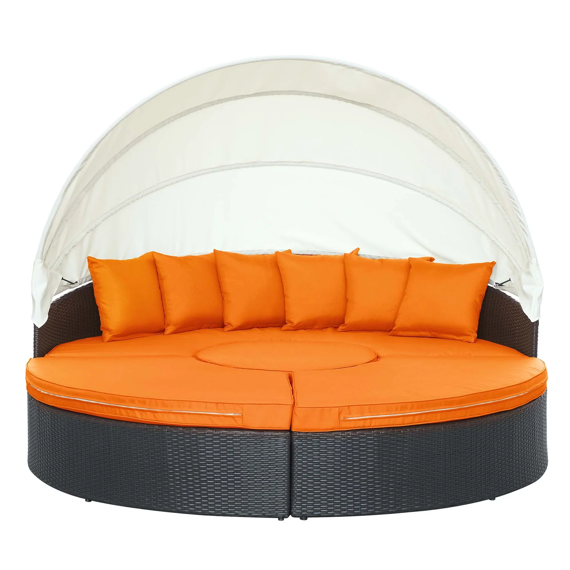 Quest Outdoor Patio Wicker Rattan Canopy Sectional Daybed - Image 20
