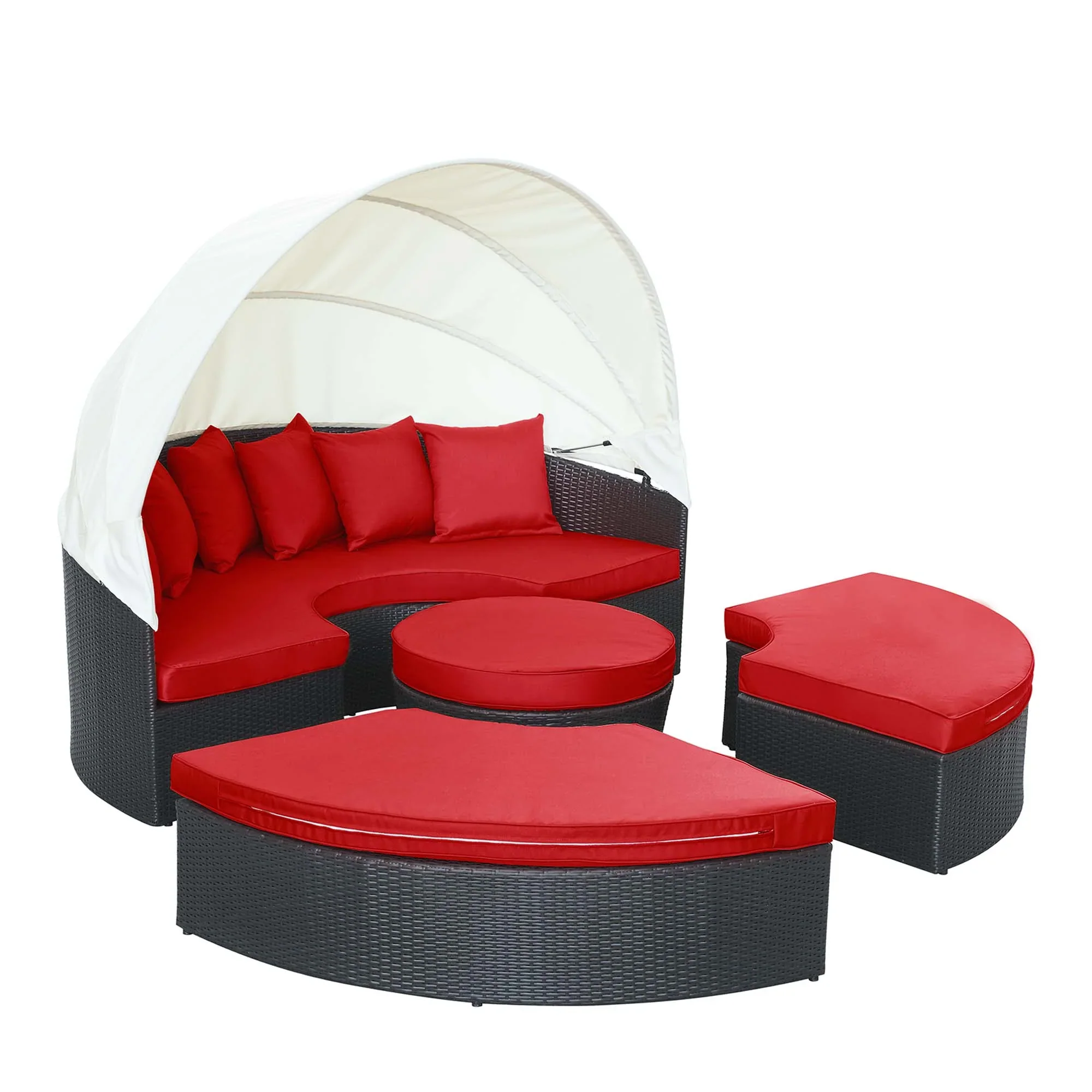 Quest Outdoor Patio Wicker Rattan Canopy Sectional Daybed - Image 21