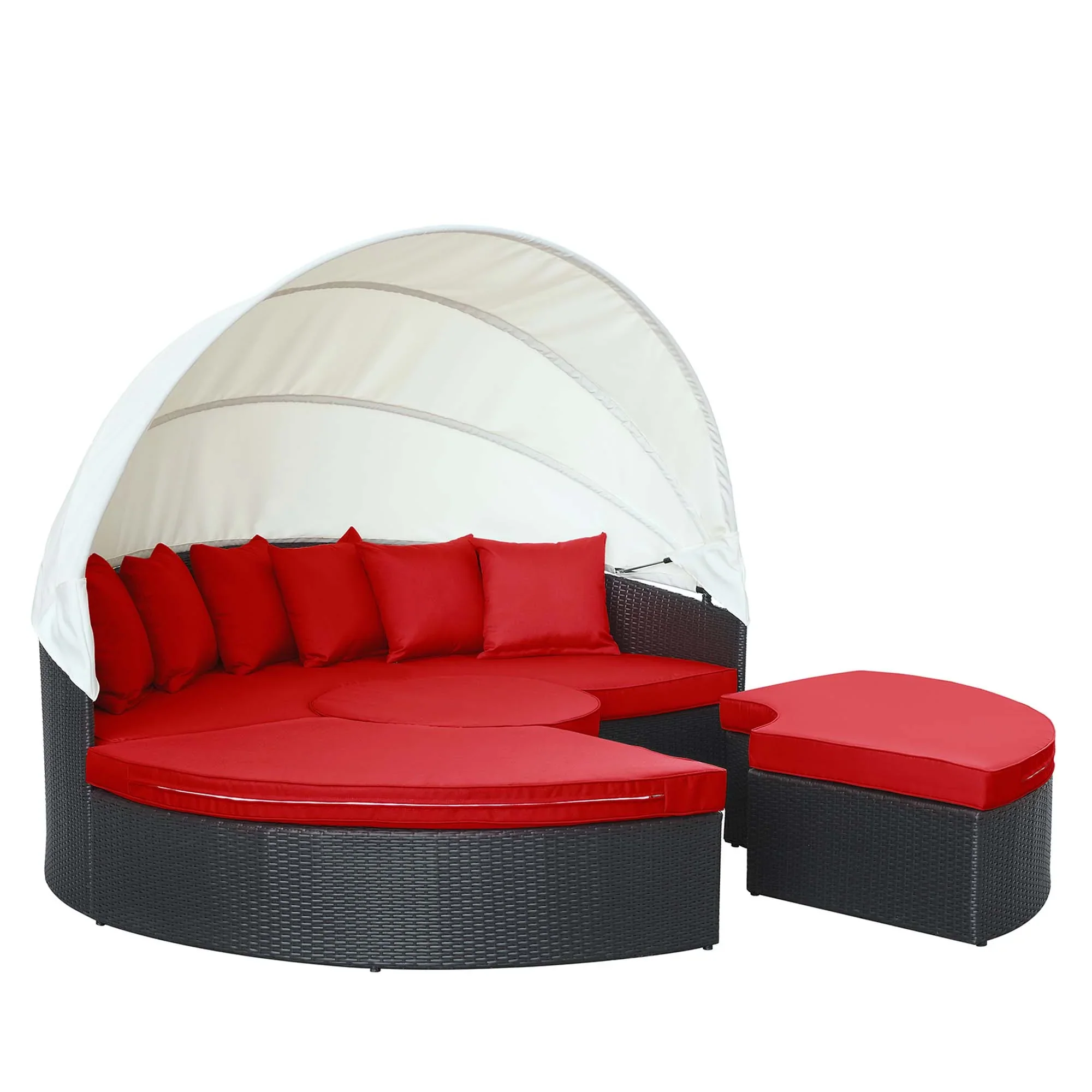 Quest Outdoor Patio Wicker Rattan Canopy Sectional Daybed - Image 23