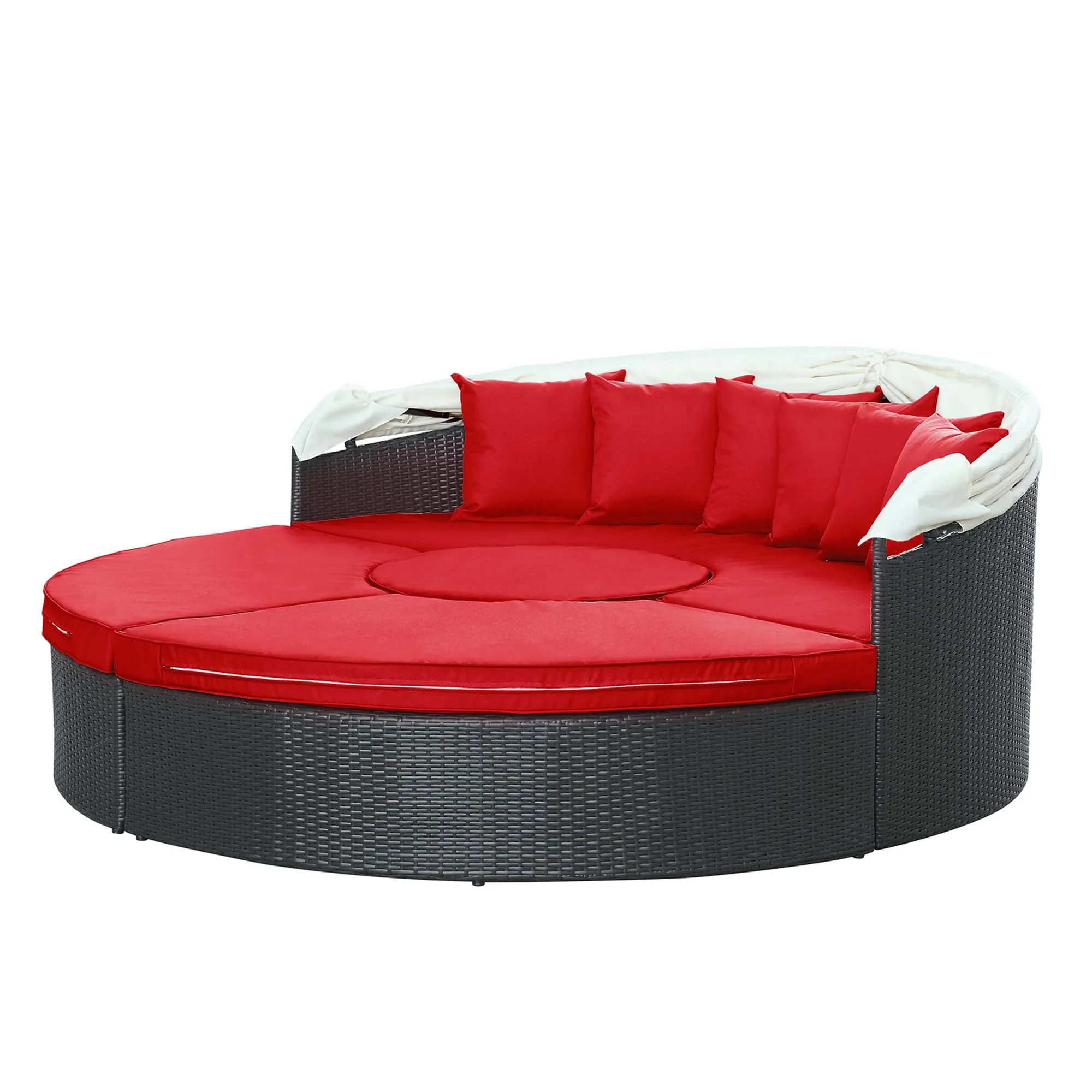 Quest Outdoor Patio Wicker Rattan Canopy Sectional Daybed - Image 25