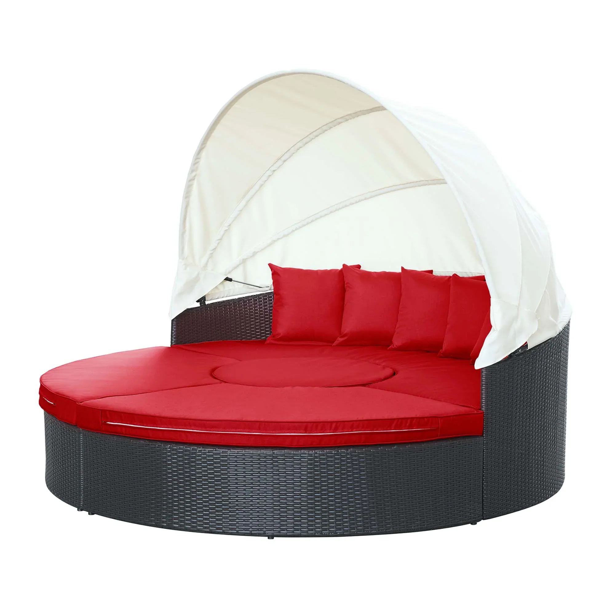 Quest Outdoor Patio Wicker Rattan Canopy Sectional Daybed - Image 26