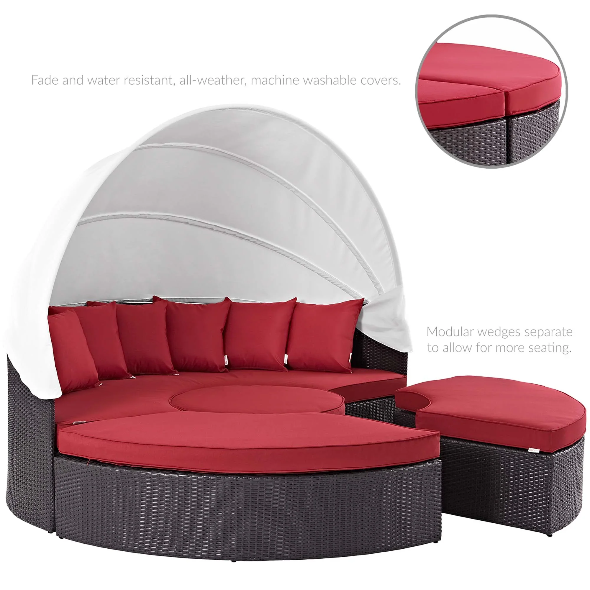Quest Outdoor Patio Wicker Rattan Canopy Sectional Daybed - Image 28