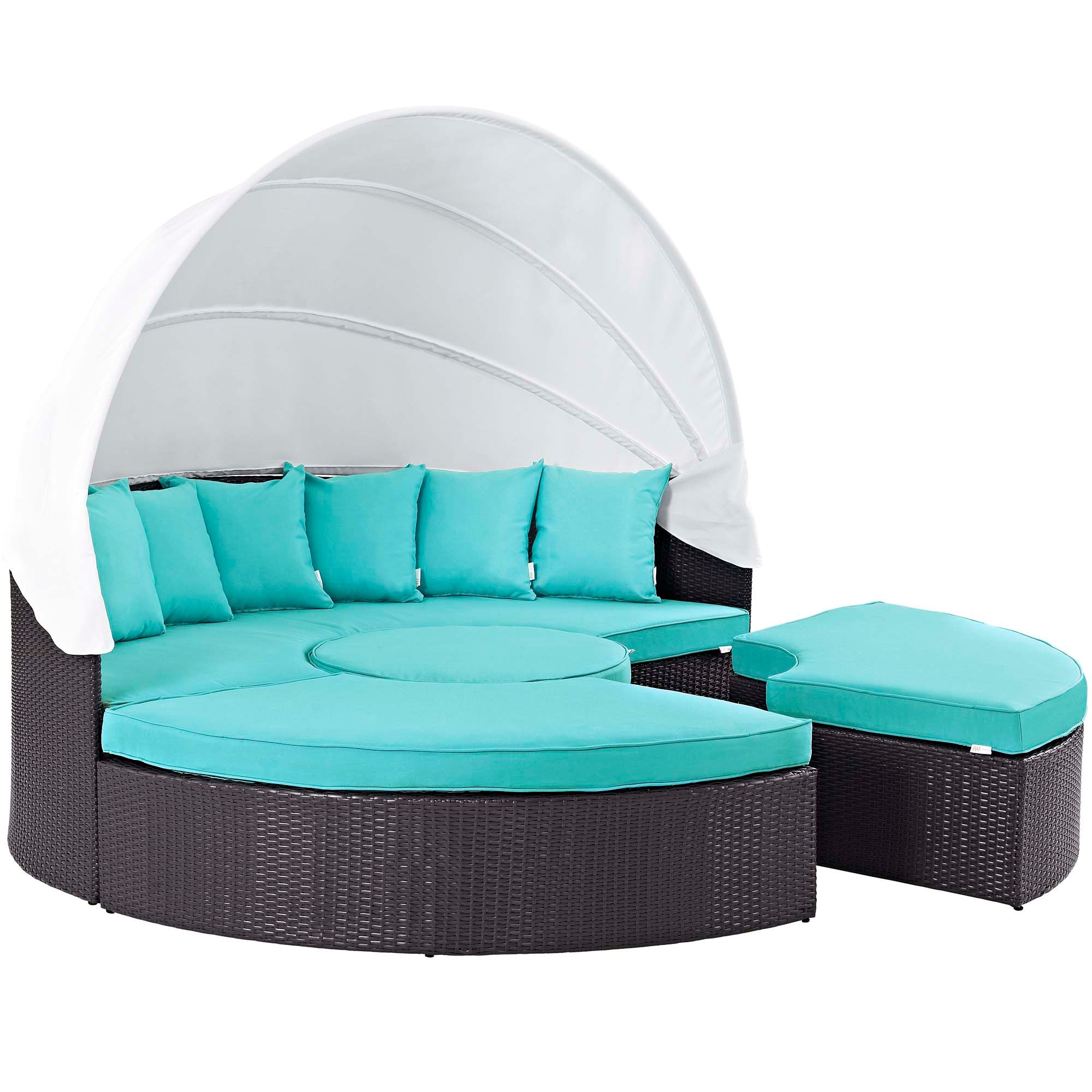 Quest Outdoor Patio Wicker Rattan Canopy Sectional Daybed - Image 30