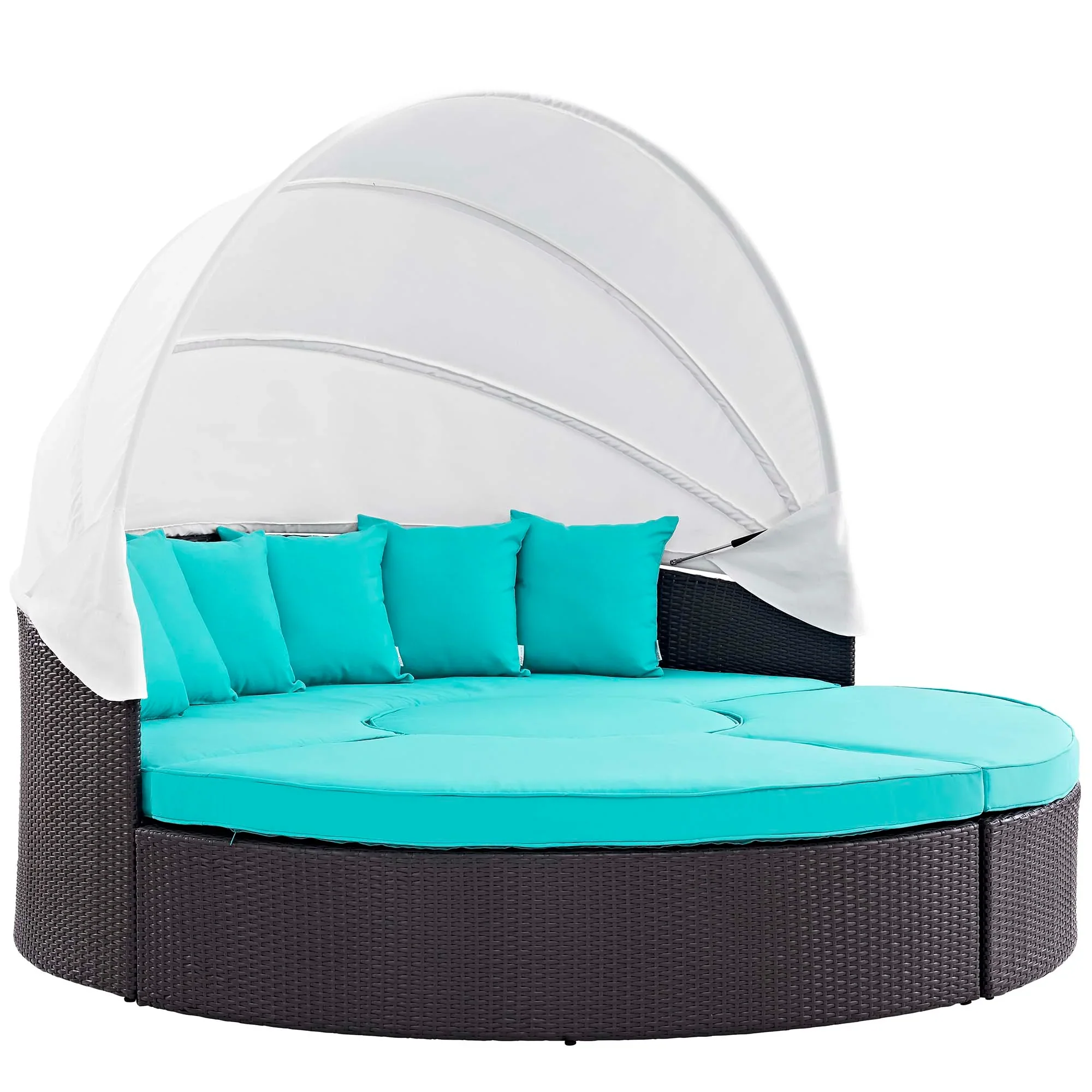 Quest Outdoor Patio Wicker Rattan Canopy Sectional Daybed - Image 35