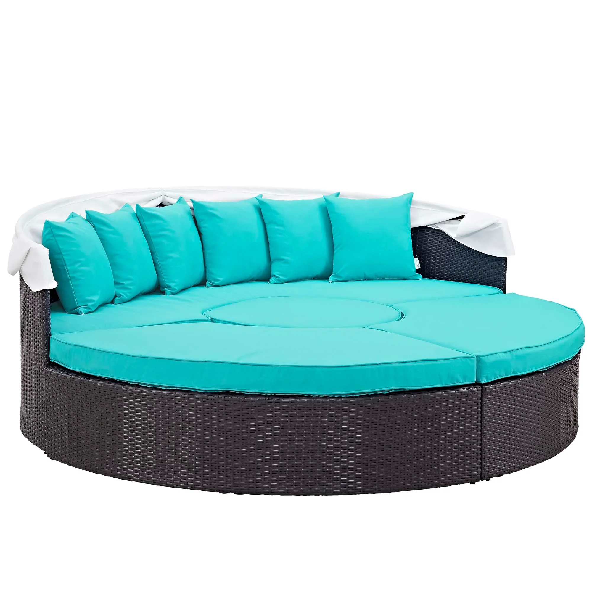 Quest Outdoor Patio Wicker Rattan Canopy Sectional Daybed - Image 36