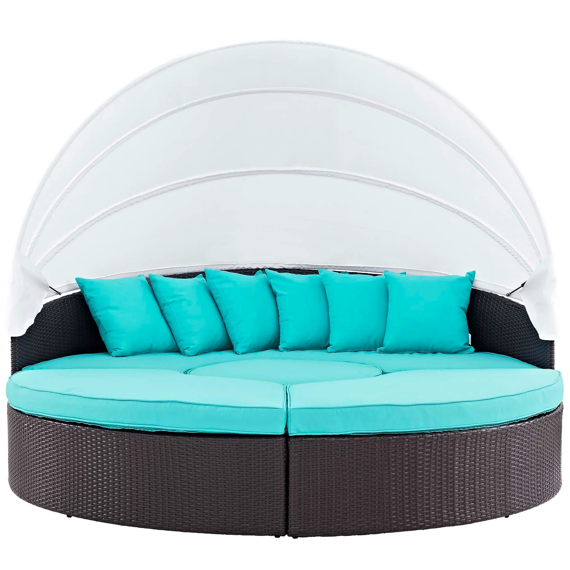 Quest Outdoor Patio Wicker Rattan Canopy Sectional Daybed - Image 37