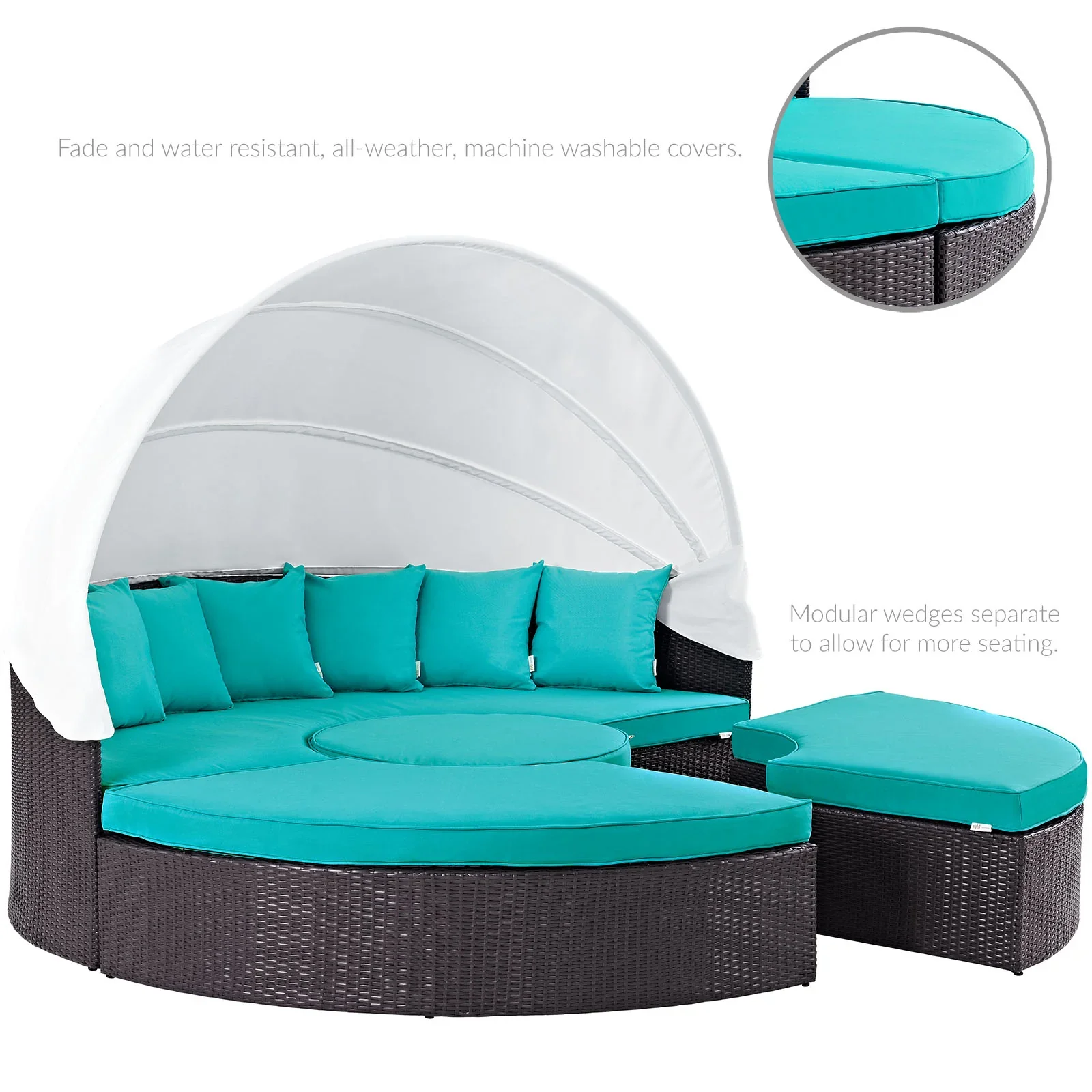 Quest Outdoor Patio Wicker Rattan Canopy Sectional Daybed - Image 40