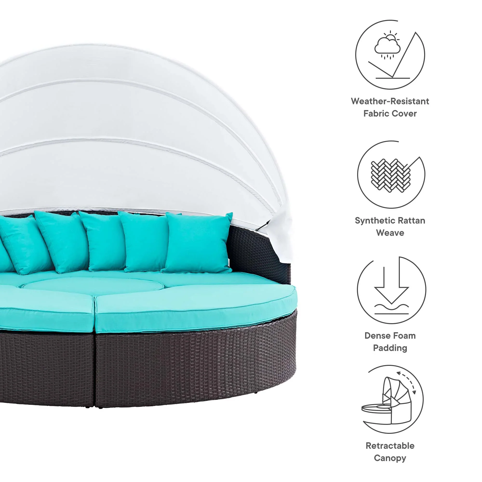 Quest Outdoor Patio Wicker Rattan Canopy Sectional Daybed - Image 42