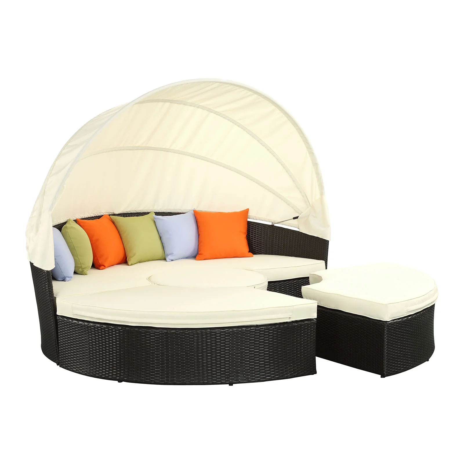 Quest Outdoor Patio Wicker Rattan Canopy Sectional Daybed - Image 44