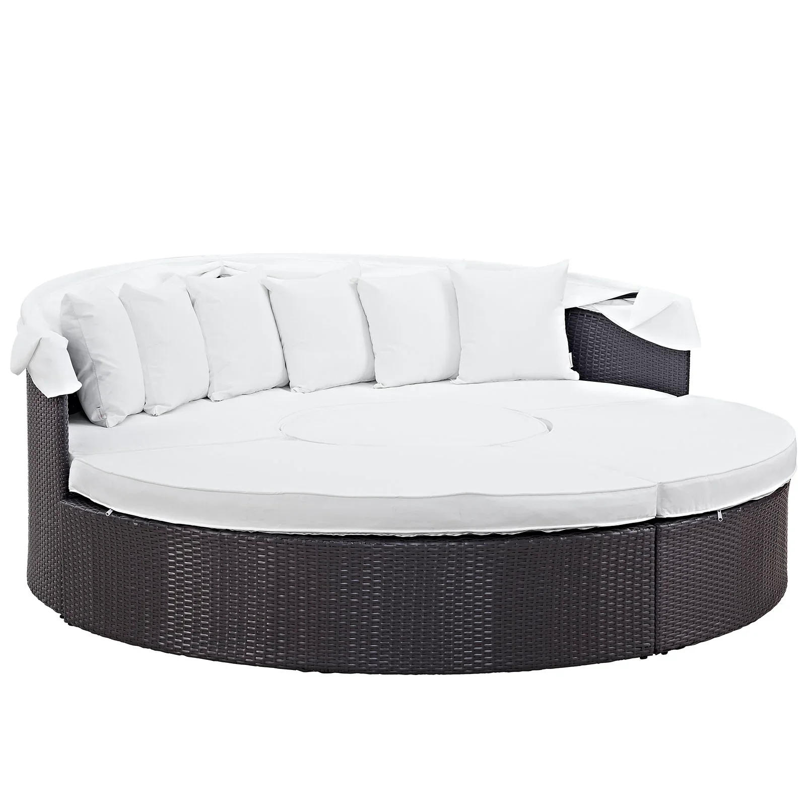 Quest Outdoor Patio Wicker Rattan Canopy Sectional Daybed - Image 49