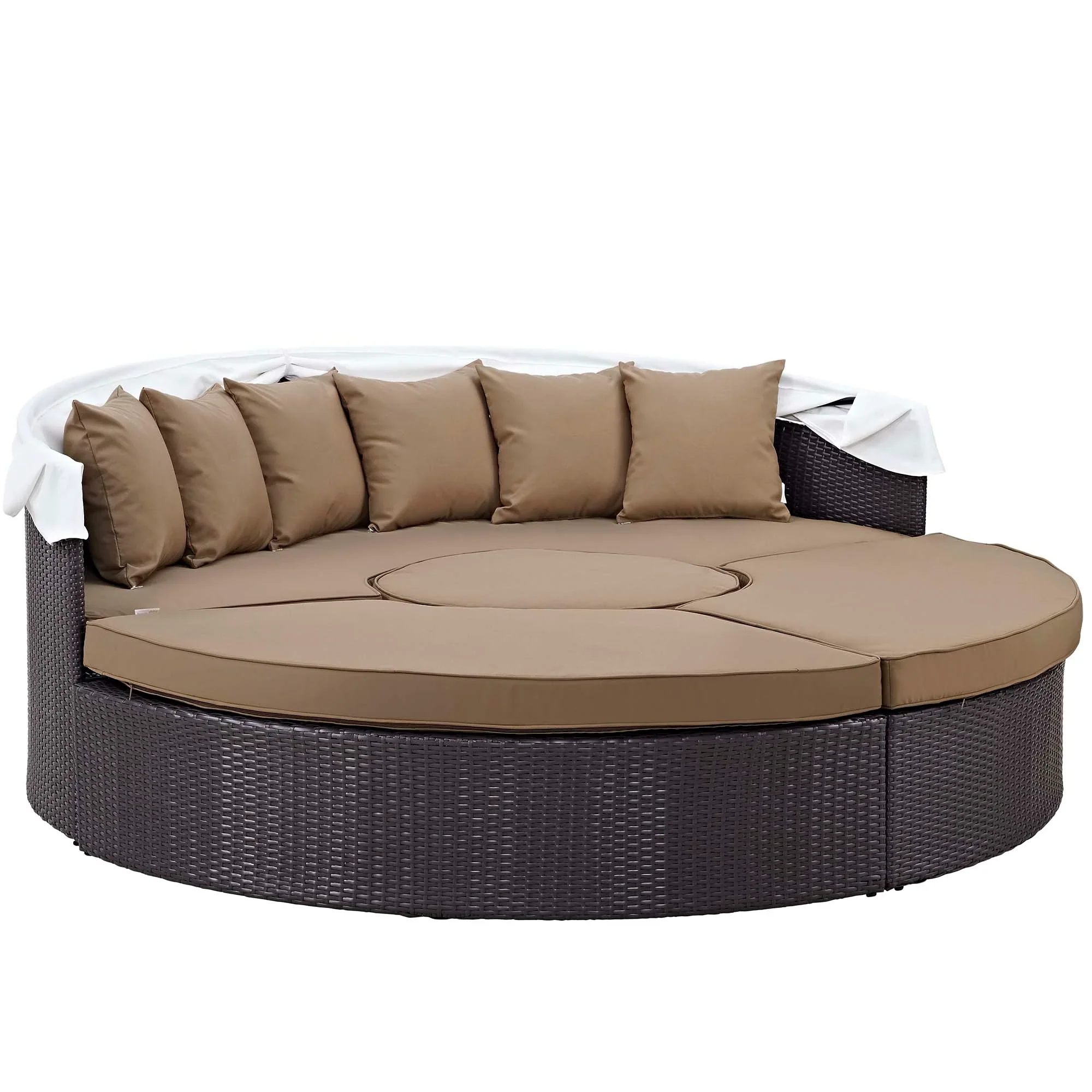 Quest Outdoor Patio Wicker Rattan Canopy Sectional Daybed - Image 6