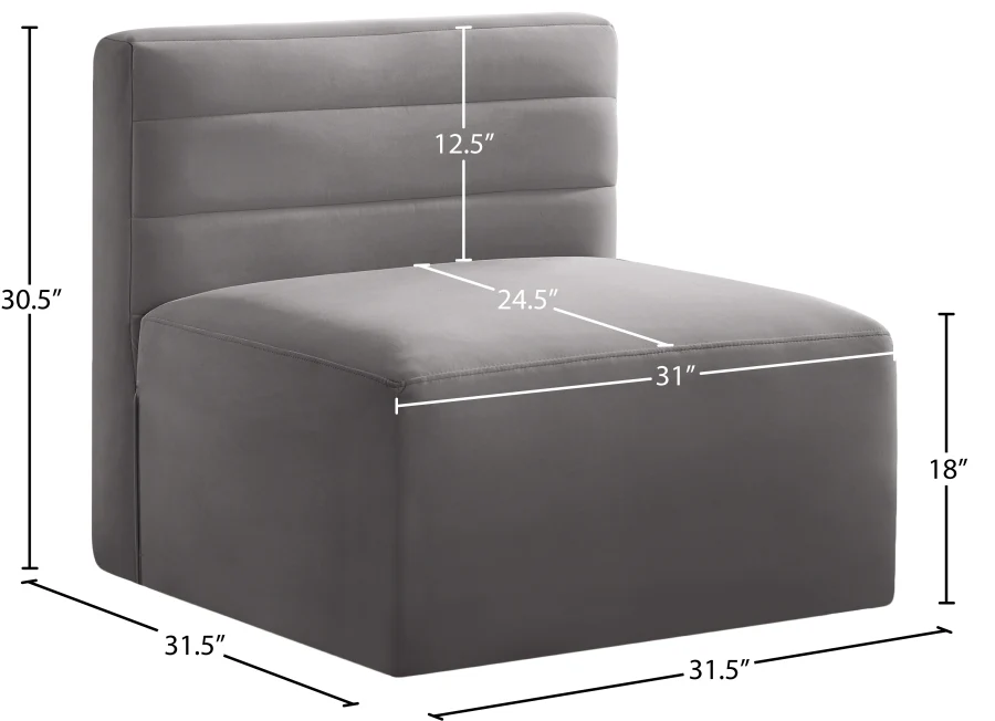 Quincy Velvet Upholstered Comfort Armless Modular Chair - Image 28