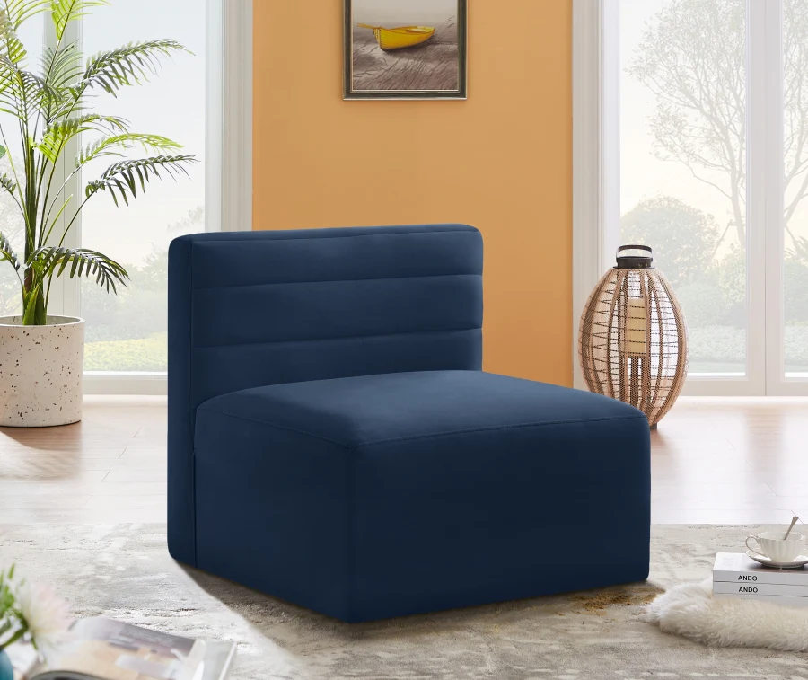 Quincy Velvet Upholstered Comfort Armless Modular Chair - Image 46