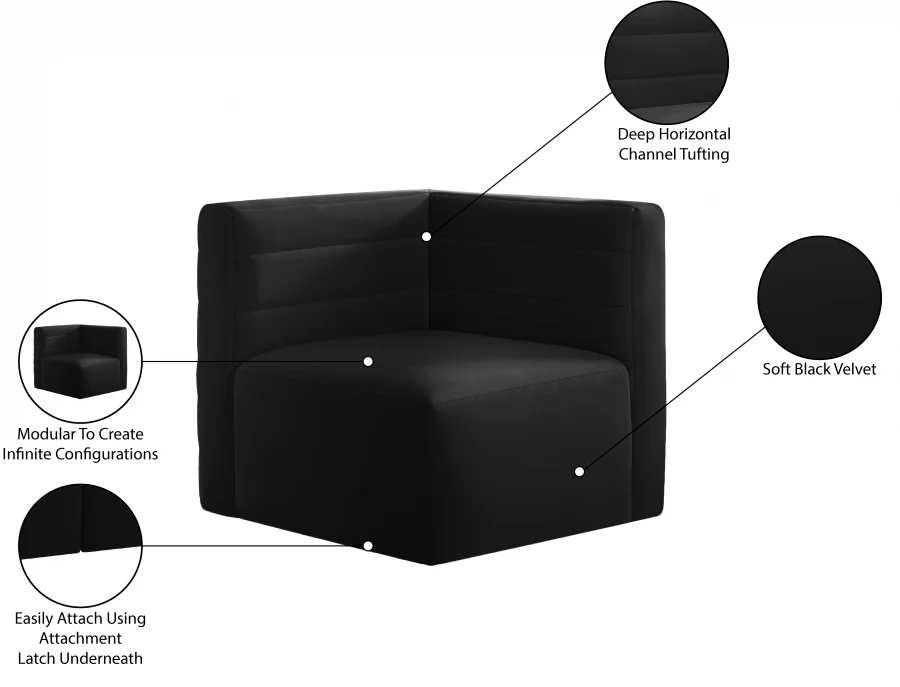 Quincy Velvet Upholstered Comfort Corner Modular Chair - Image 14