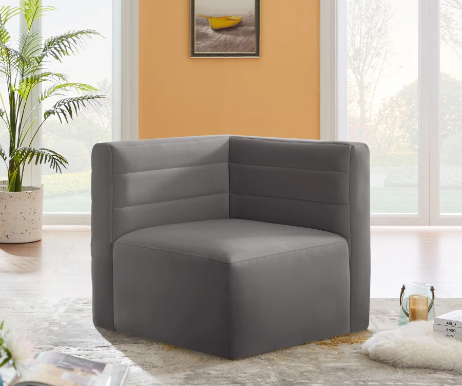 Quincy Velvet Upholstered Comfort Corner Modular Chair - Image 16
