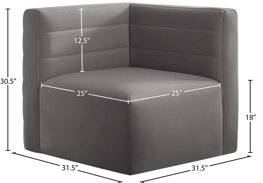 Quincy Velvet Upholstered Comfort Corner Modular Chair - Image 27