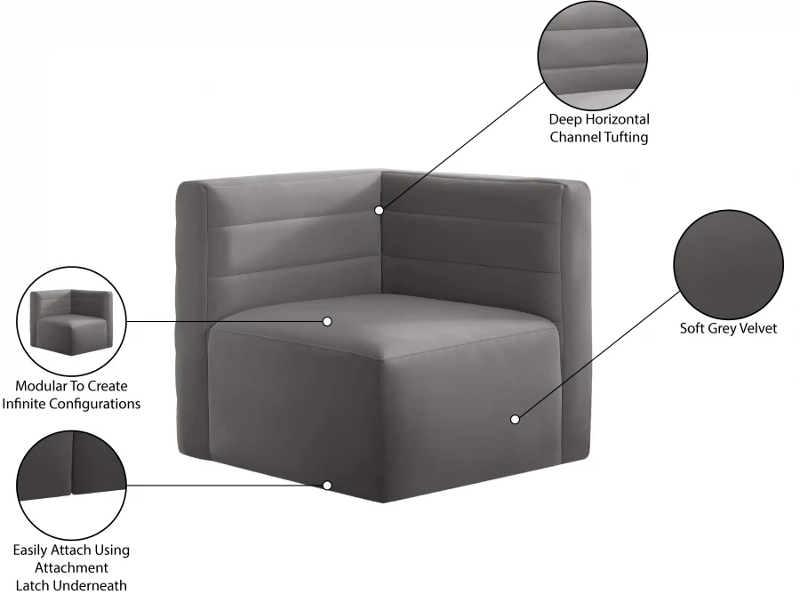 Quincy Velvet Upholstered Comfort Corner Modular Chair - Image 28