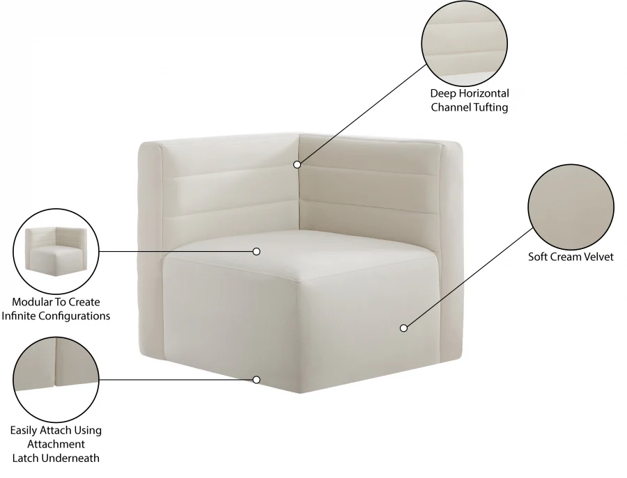 Quincy Velvet Upholstered Comfort Corner Modular Chair - Image 42