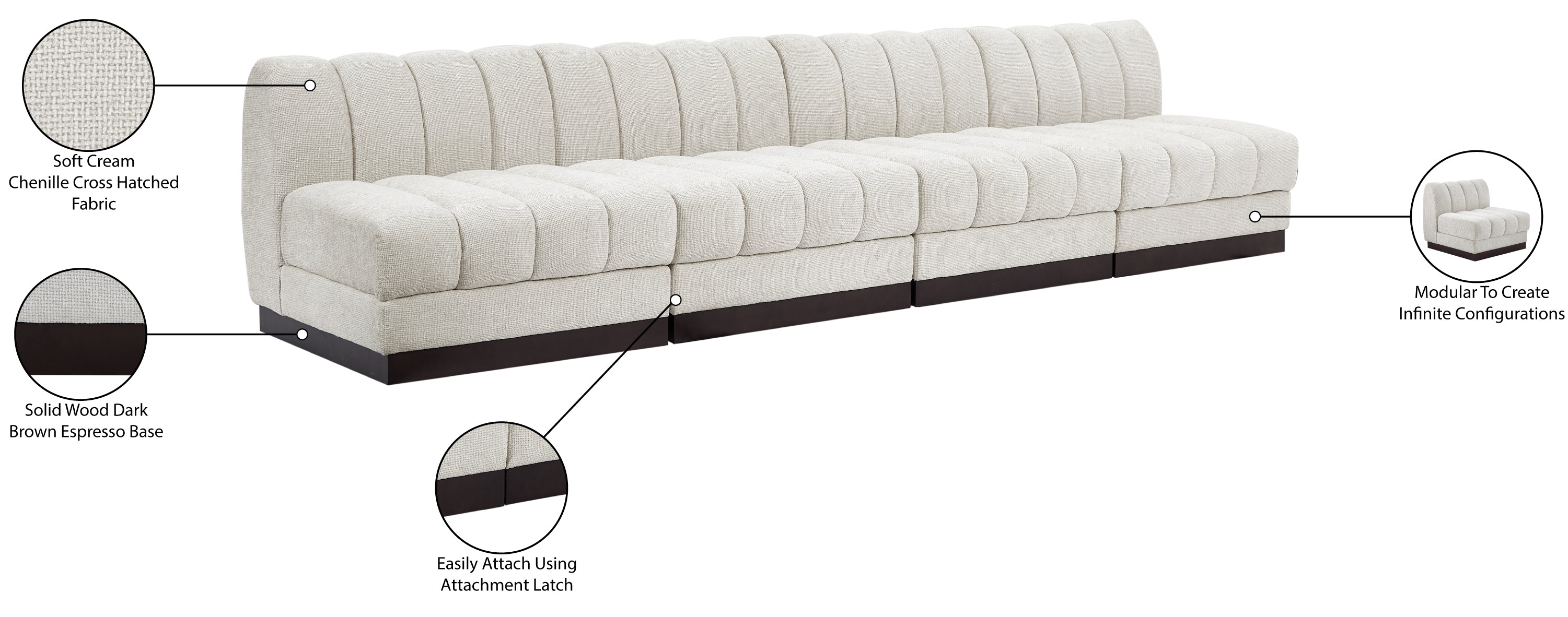 Quinn Chenille Fabric Armless Sofa - Image 14