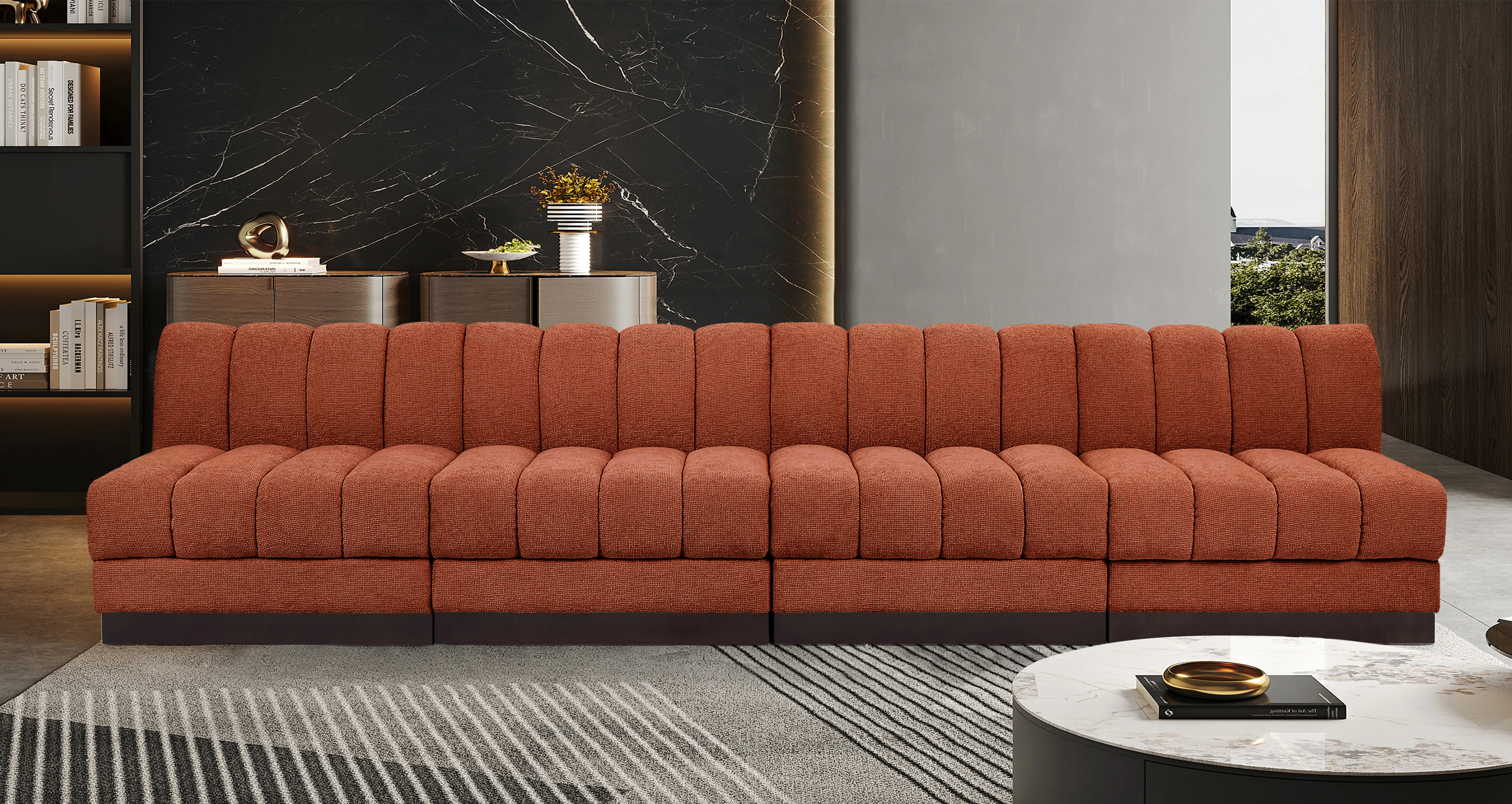 Quinn Chenille Fabric Armless Sofa - Image 23