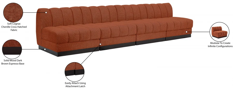 Quinn Chenille Fabric Armless Sofa - Image 28