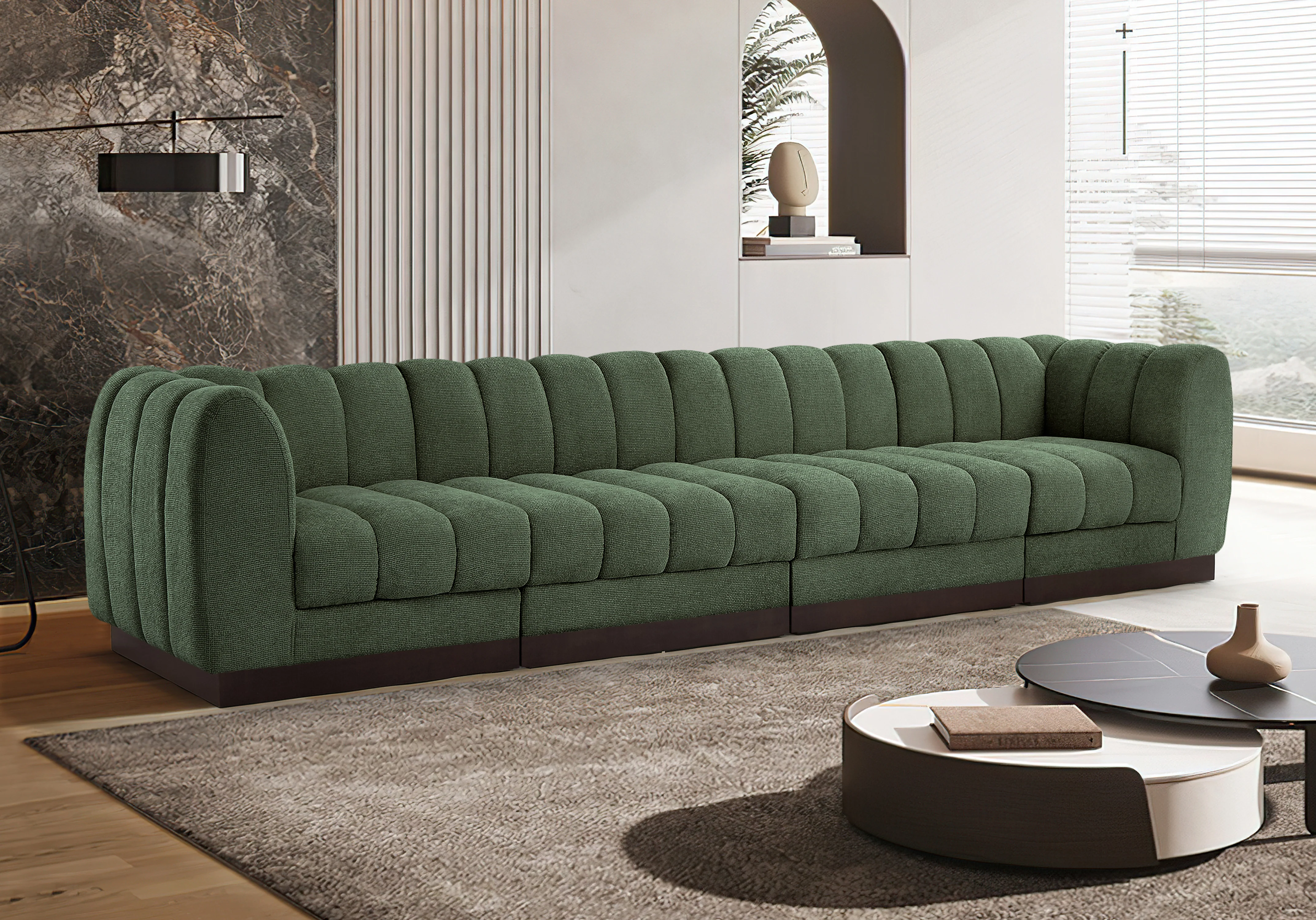 Quinn Chenille Fabric Sofa with Armrest - Image 16