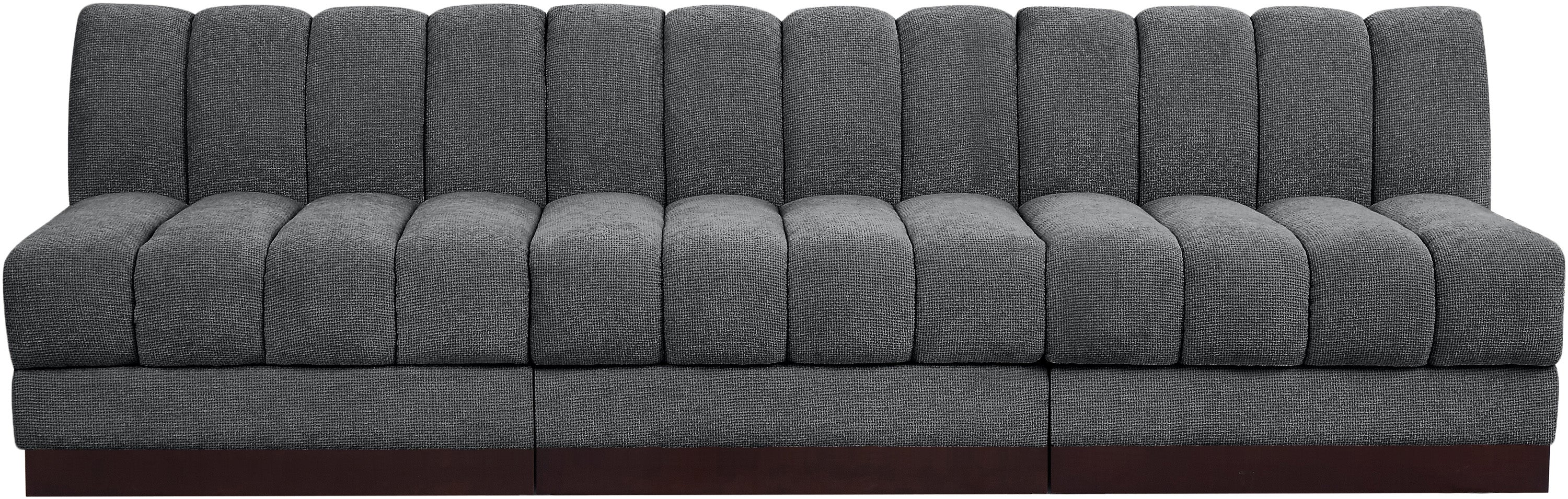 Quinn Chenille Fabric Three-Seater Armless Sofa - Image 3