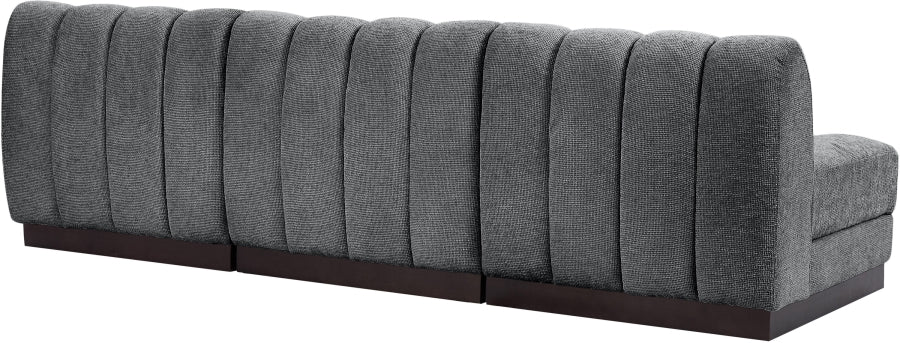 Quinn Chenille Fabric Three-Seater Armless Sofa - Image 4