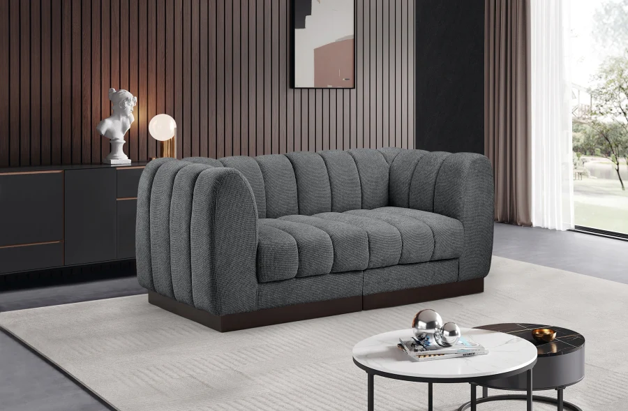 Quinn Chenille Fabric Two-Seater Sofa with Armrest - Image 2