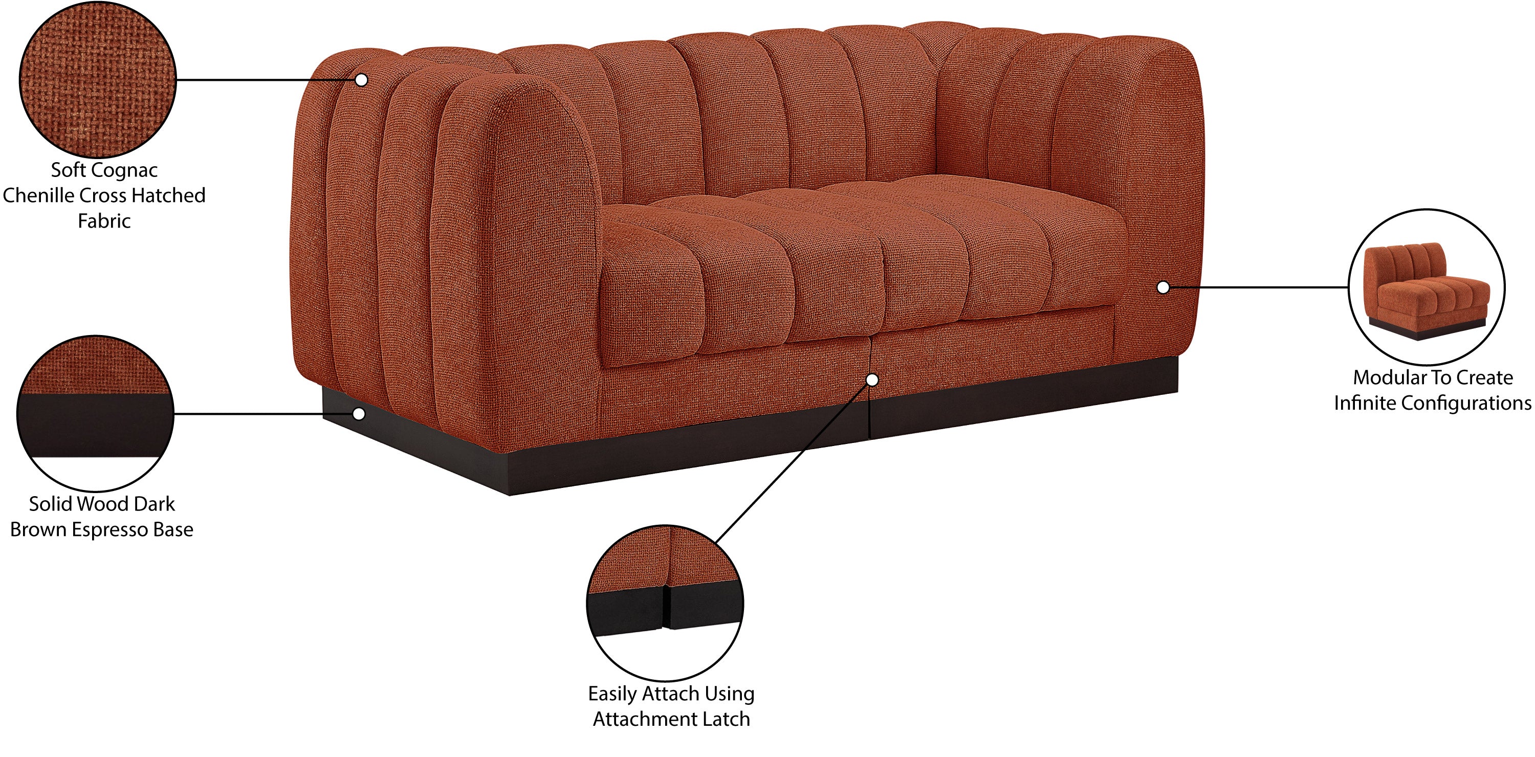 Quinn Chenille Fabric Two-Seater Sofa with Armrest - Image 28