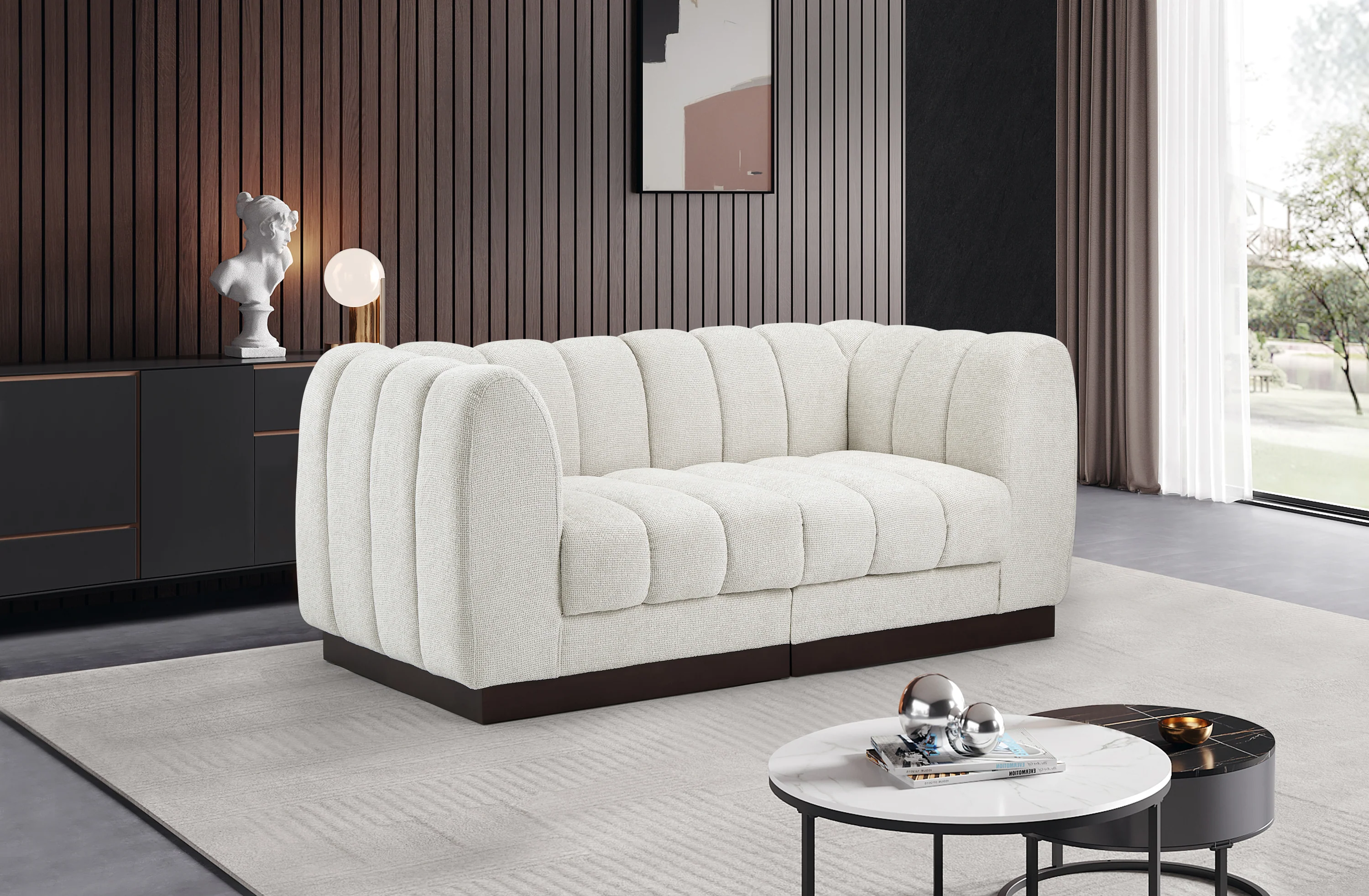 Quinn Chenille Fabric Two-Seater Sofa with Armrest - Image 9