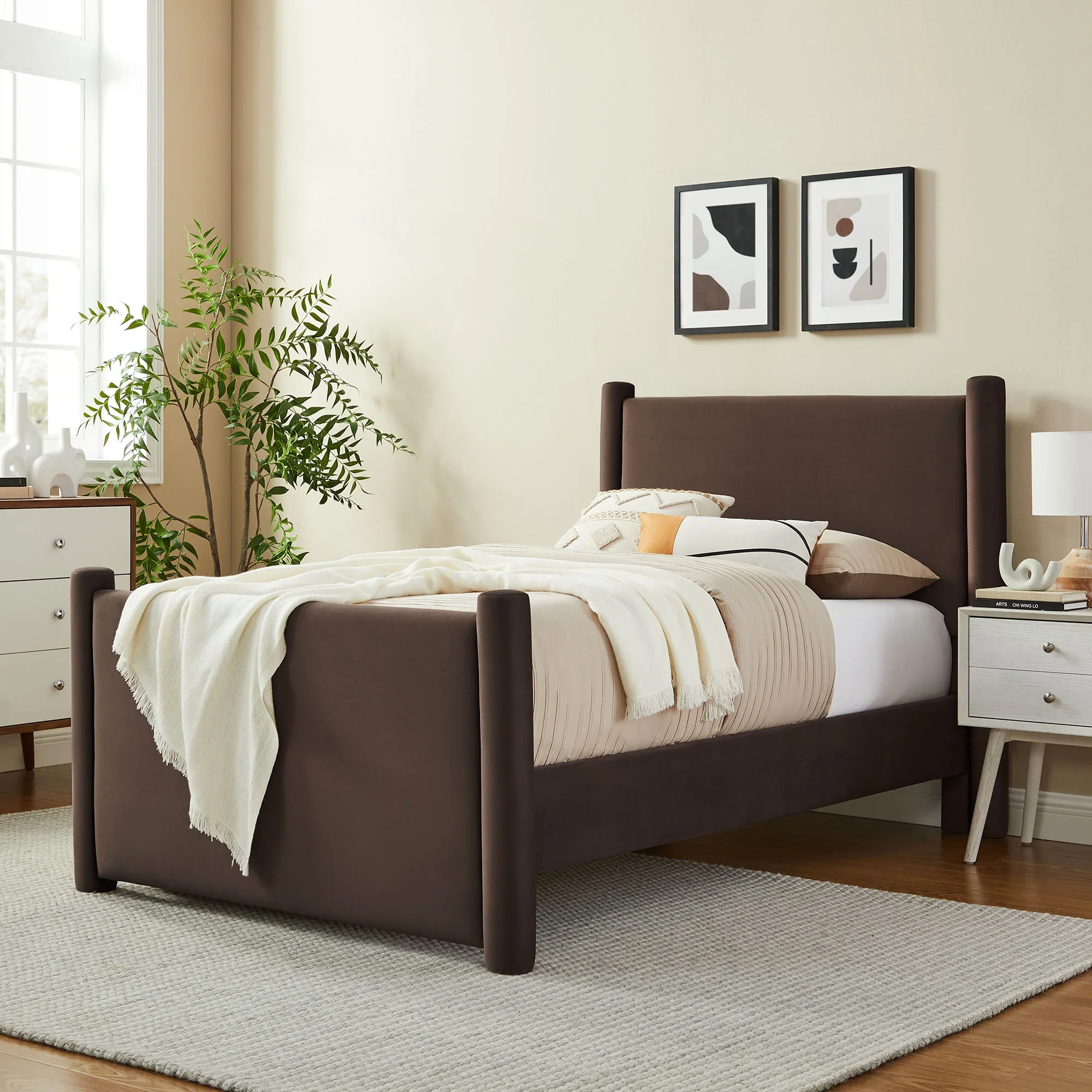 Rael Performance Velvet Platform Bed - Image 18