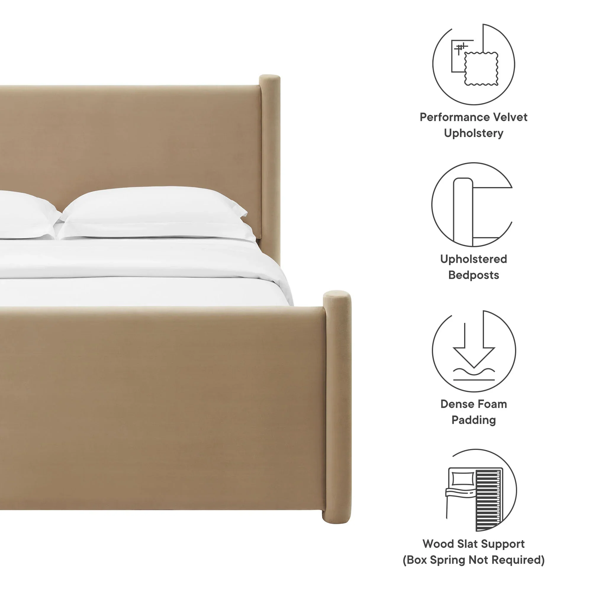 Rael Performance Velvet Platform Bed - Image 65