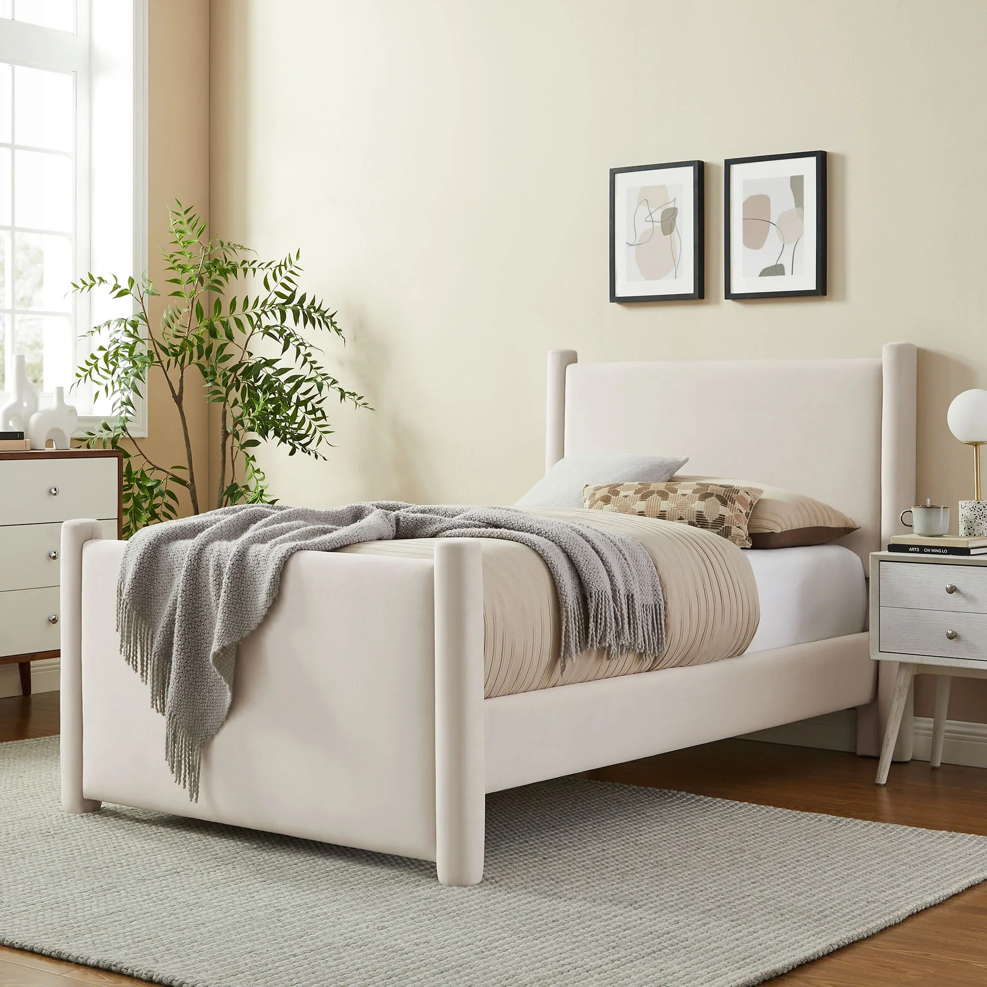 Rael Performance Velvet Platform Bed - Image 9