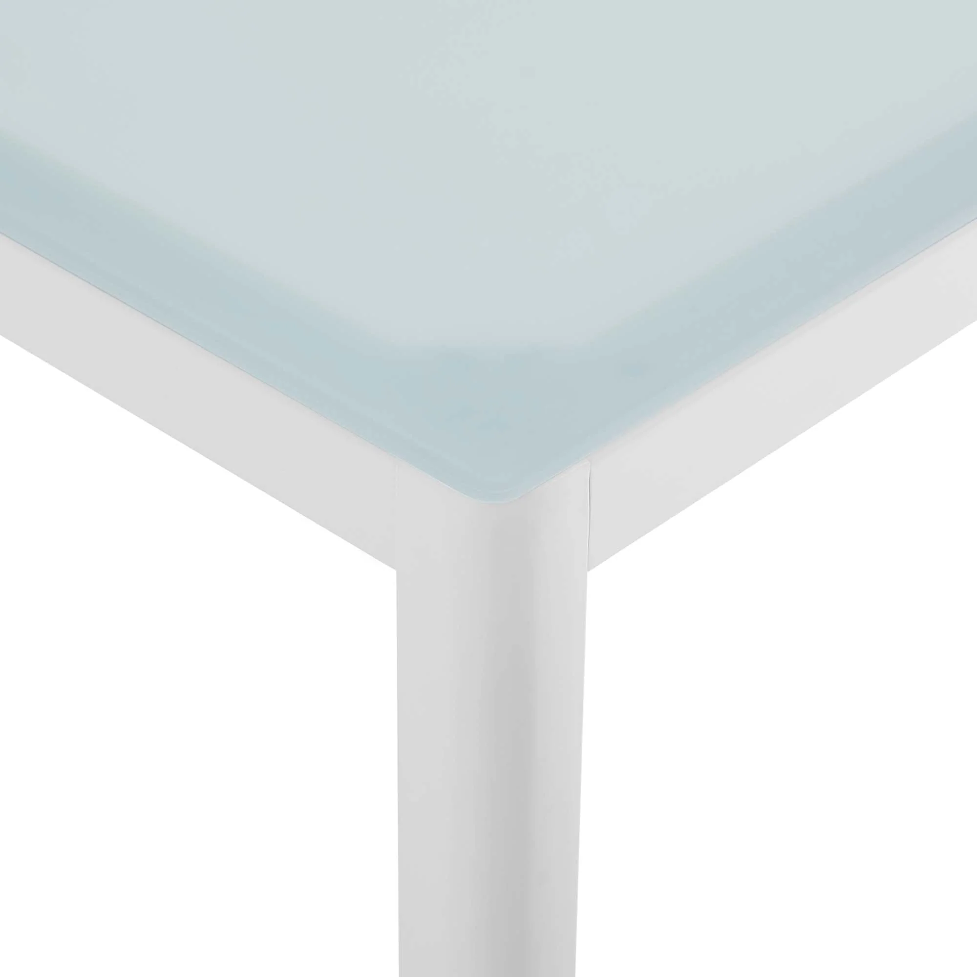 Raleigh 59" Outdoor Patio Aluminum Dining Table in White - Image 5