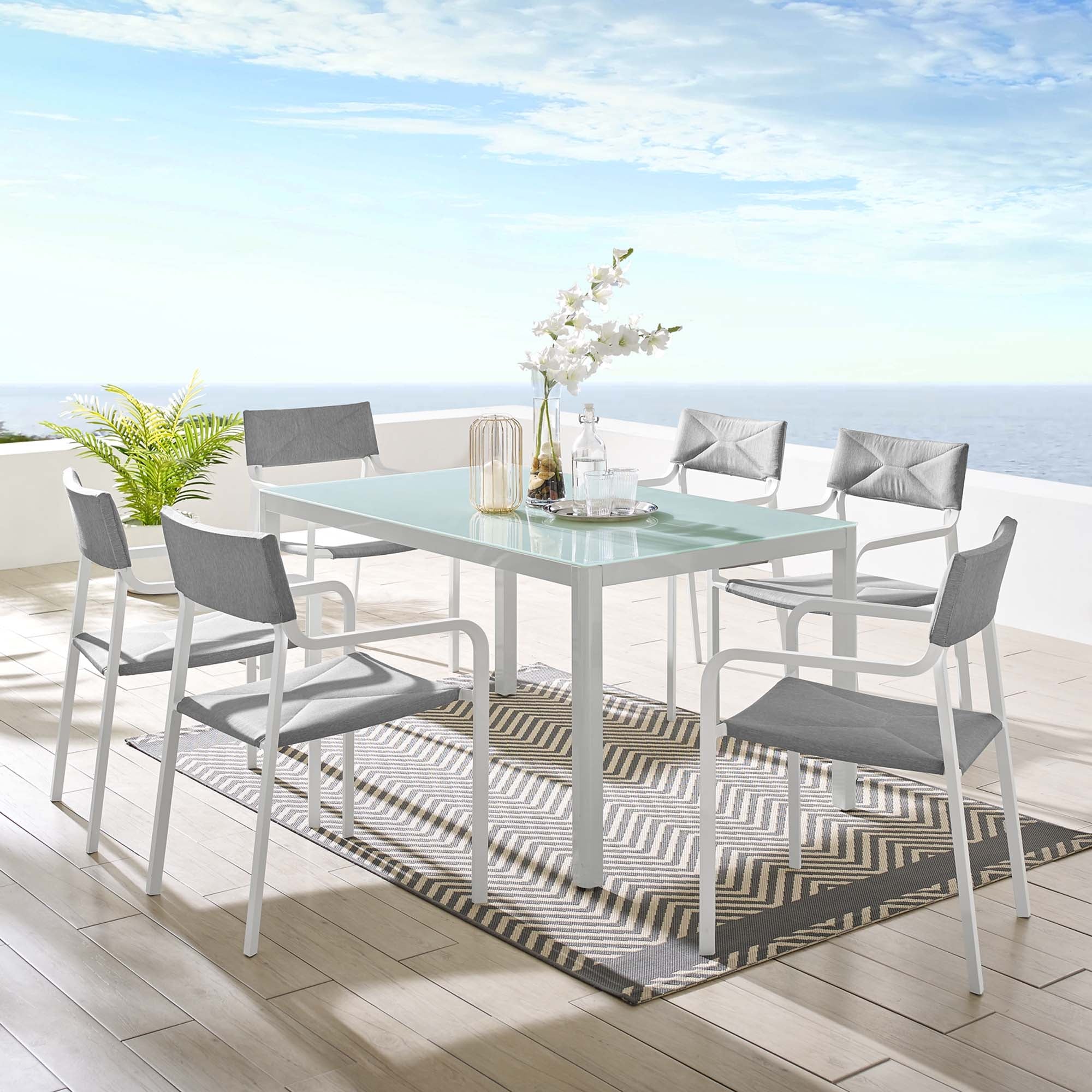 Raleigh 7 Piece Outdoor Patio Aluminum Dining Set - Image 14